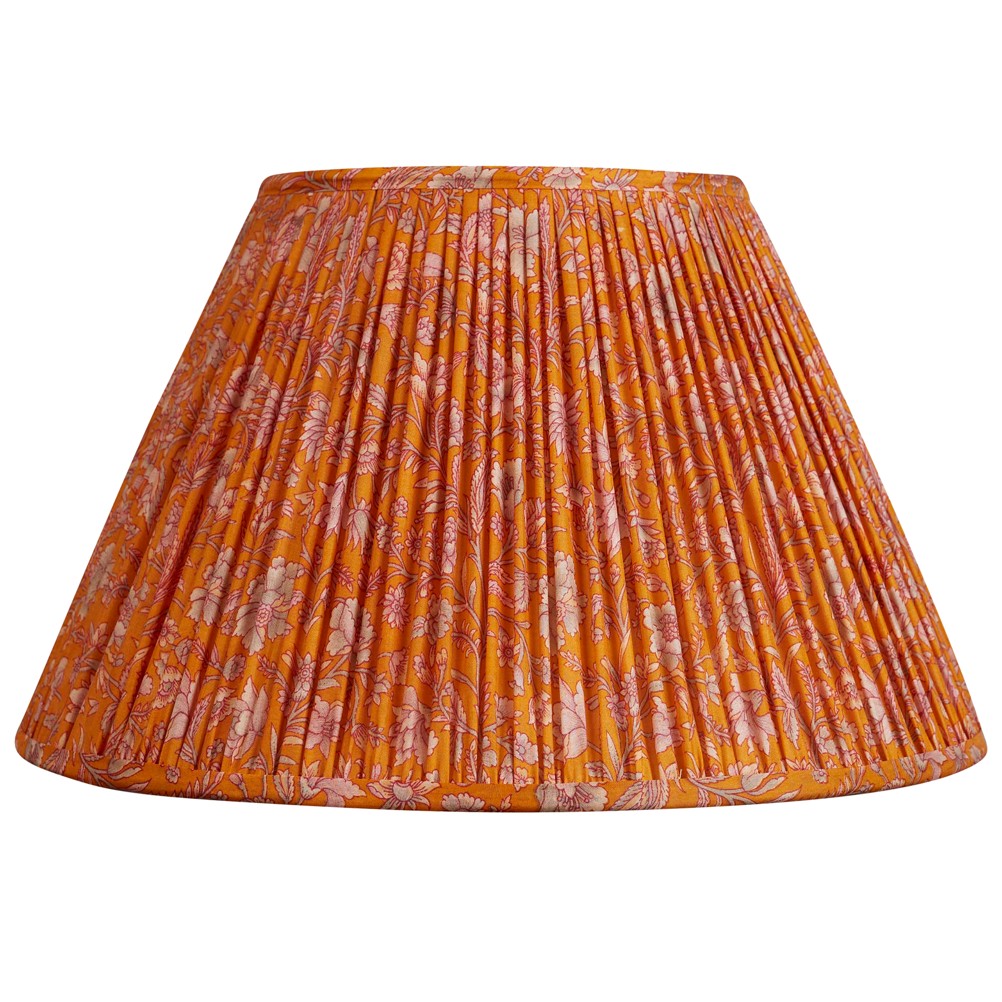 14 inch French drum orange and lilac floral design silk sari lampshade