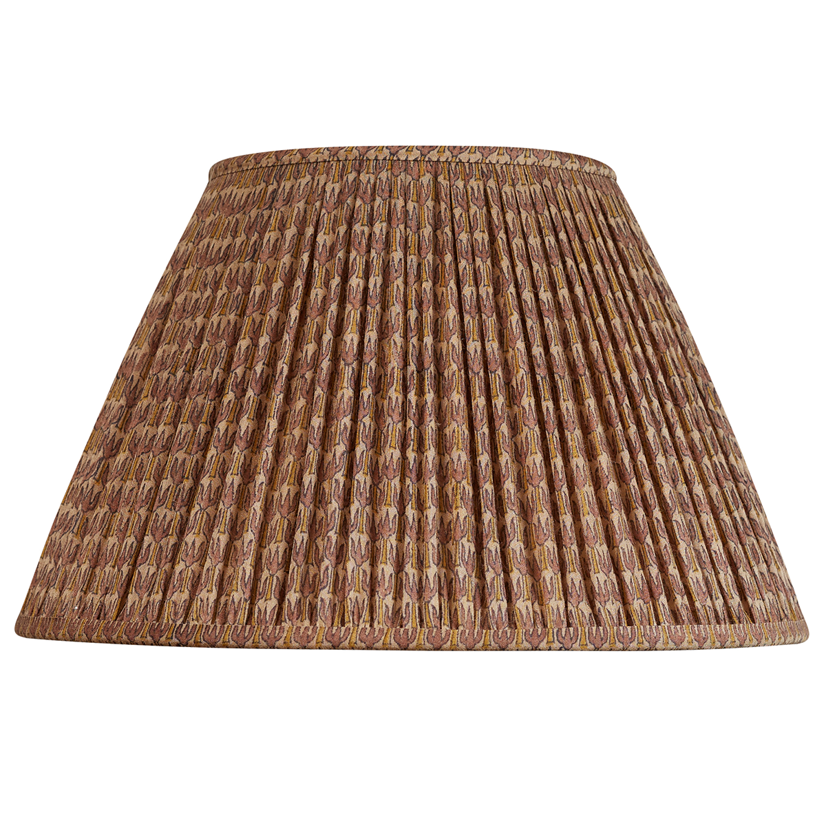 14 inch Warm brown and ochre stylised tulip design silk sari lampshade