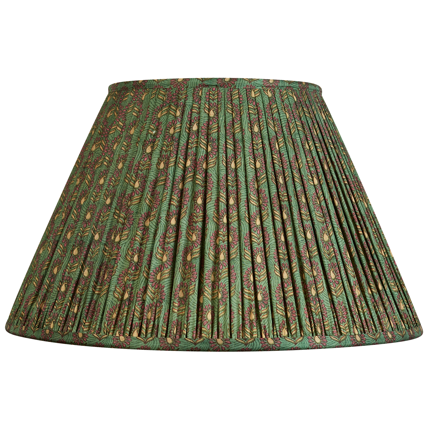 14 inch Forest green floral design silk sari lampshade