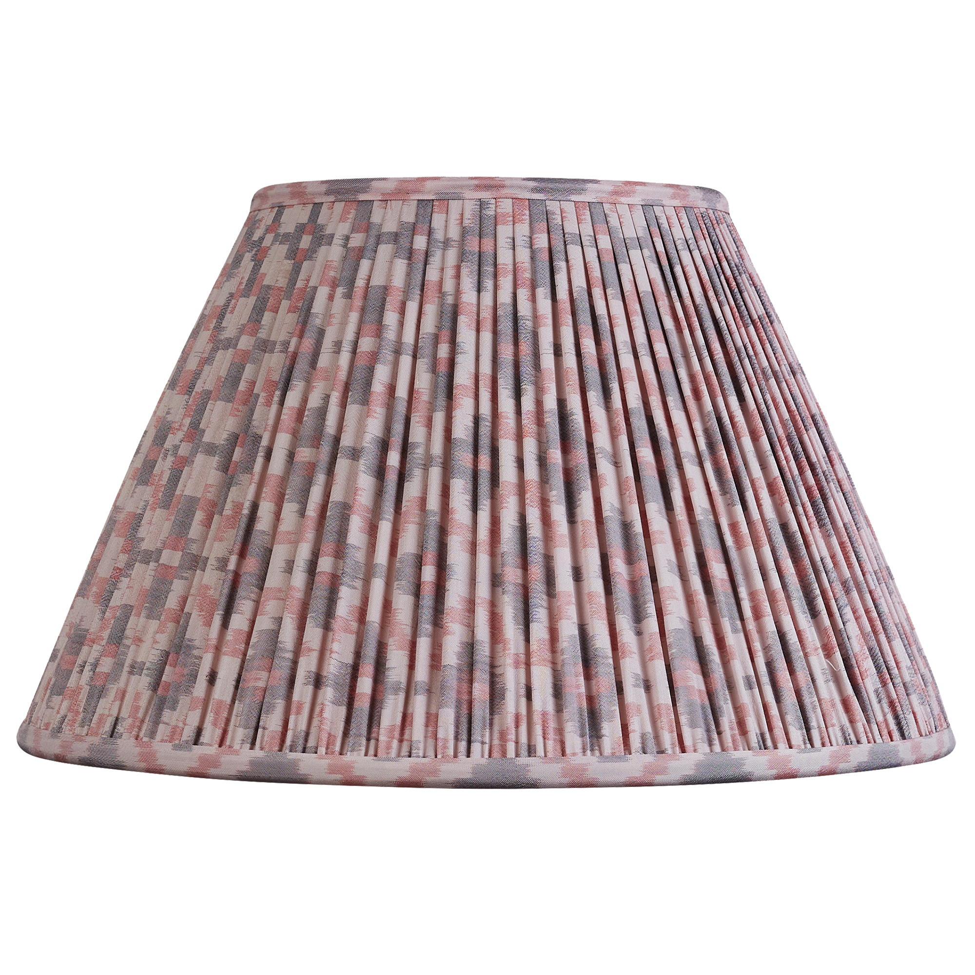 14 inch Pink and grey Ikat design silk sari lampshade
