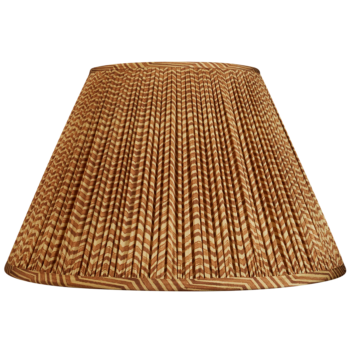 Caramel and tan chevron sari style gathered silk lampshade