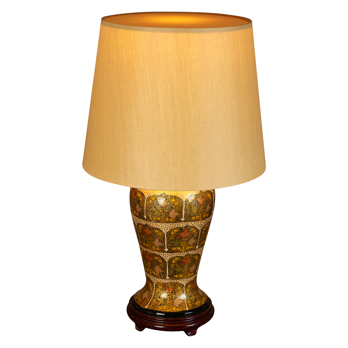 14 inch Tapering drum Sand yellow Tussar silk plain card lampshade with diffuser