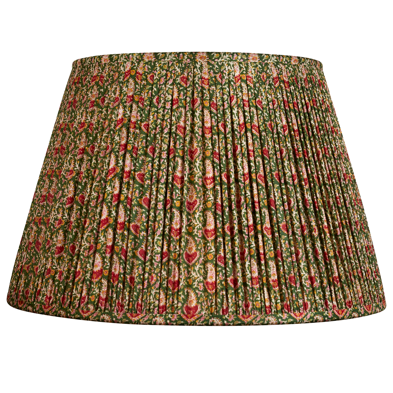 16 Inch (41cm) Green and magenta floral design silk sari lampshade with border