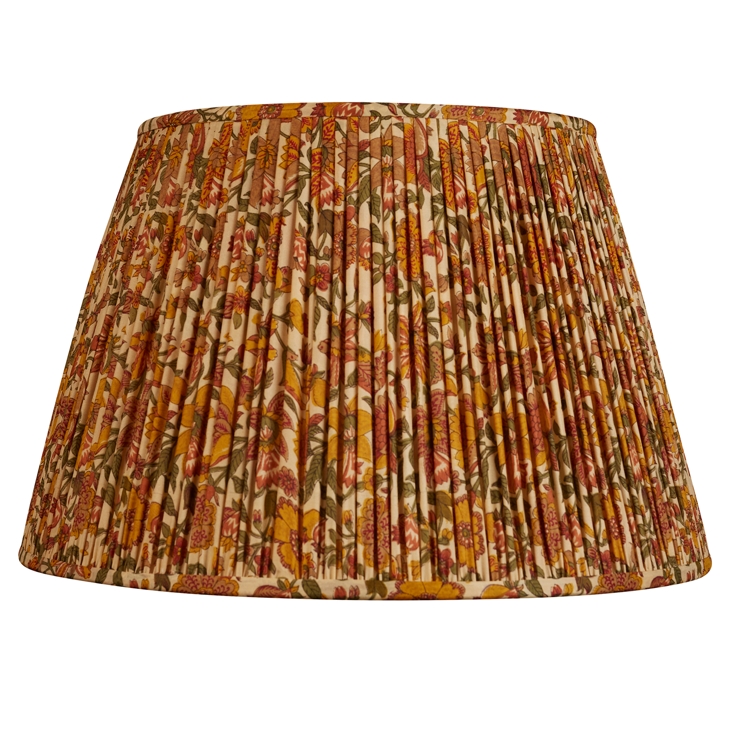 16 Inch (41cm) Green and caramel red floral design silk sari lampshade