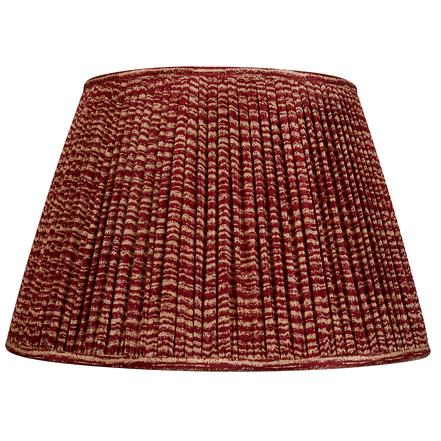 16 Inch (41cm) Deep red and camel horizontal ripple design silk sari lampshade