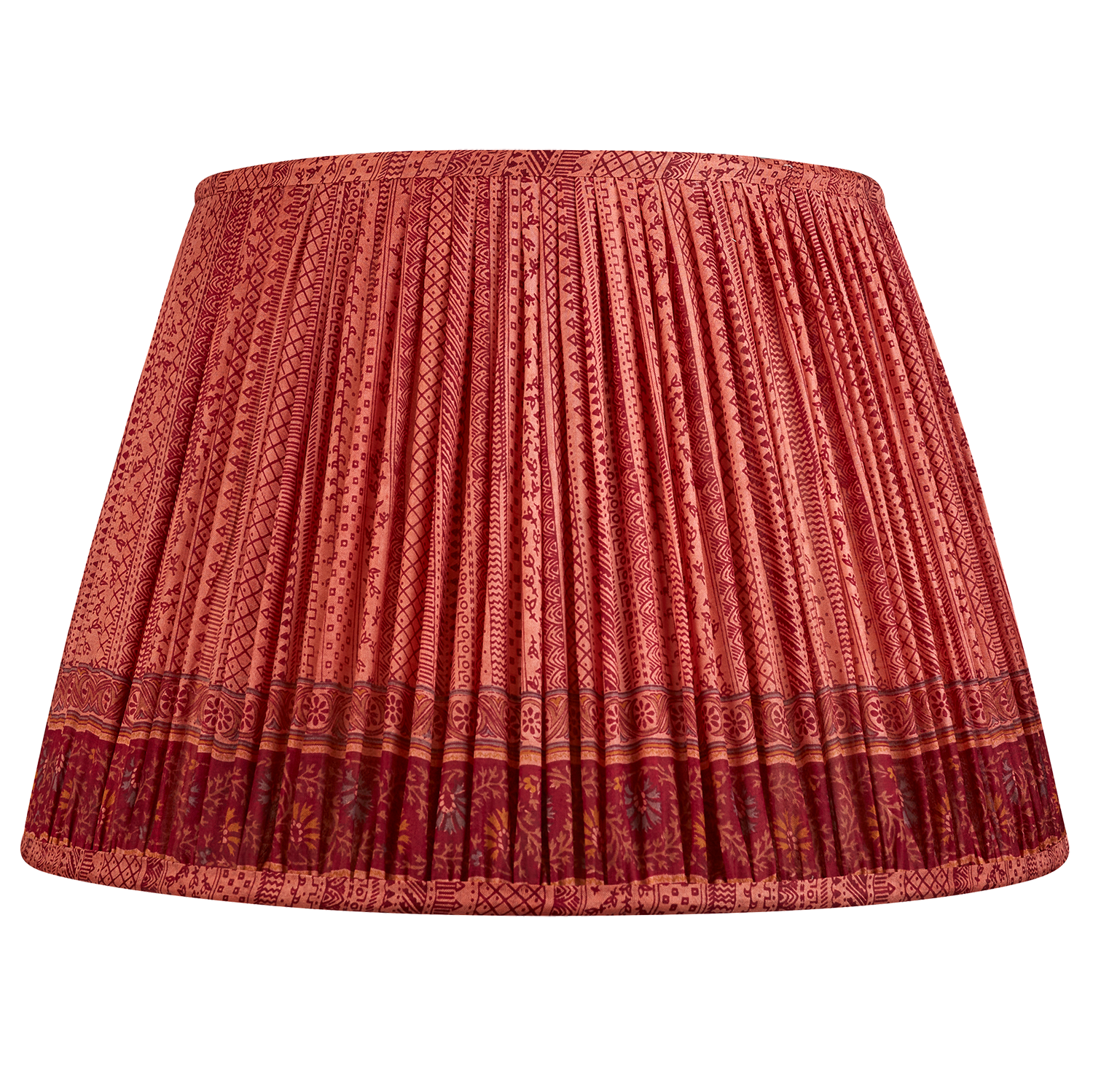 16 Inch (41cm) Pink and bordeaux stripe design silk sari lampshade with border