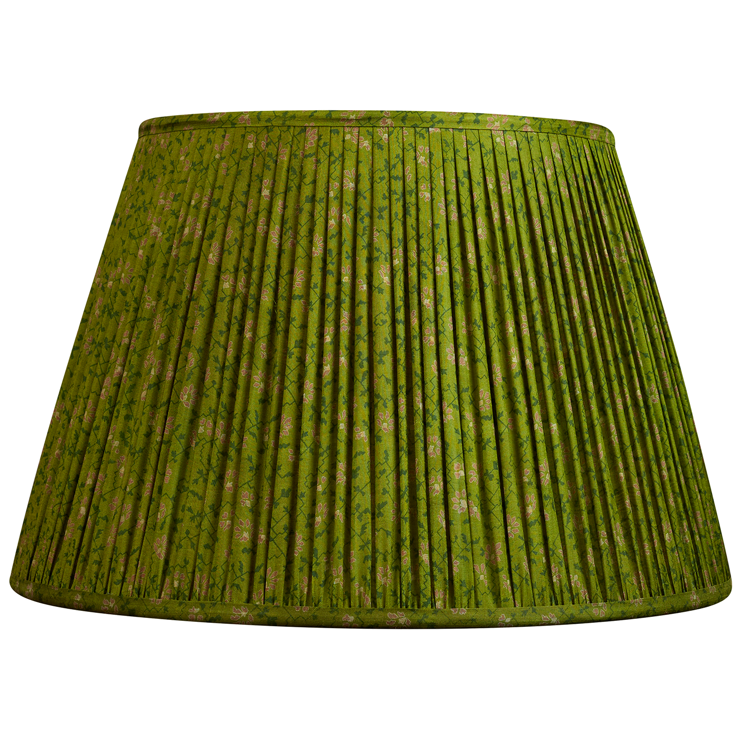 16 Inch Two tone vibrant green and lilac floral design silk sari lampshade