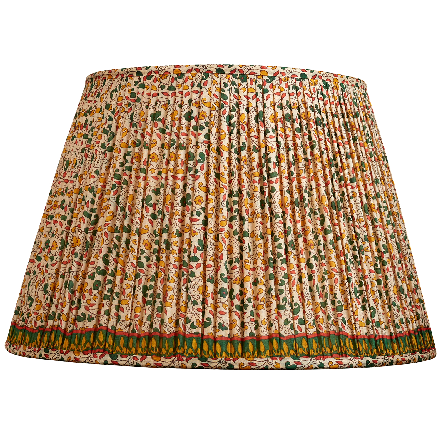 16 Inch Green/red floral design silk sari lampshade with green border