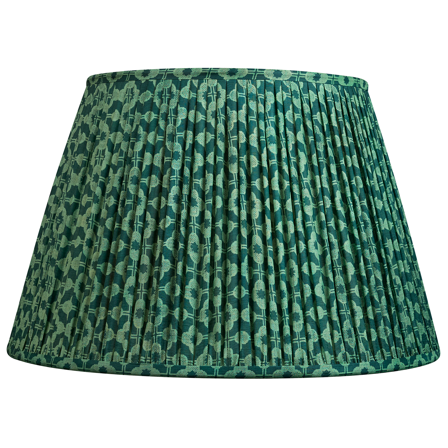 16 Inch Two tone bottle green geometric design silk sari lampshade