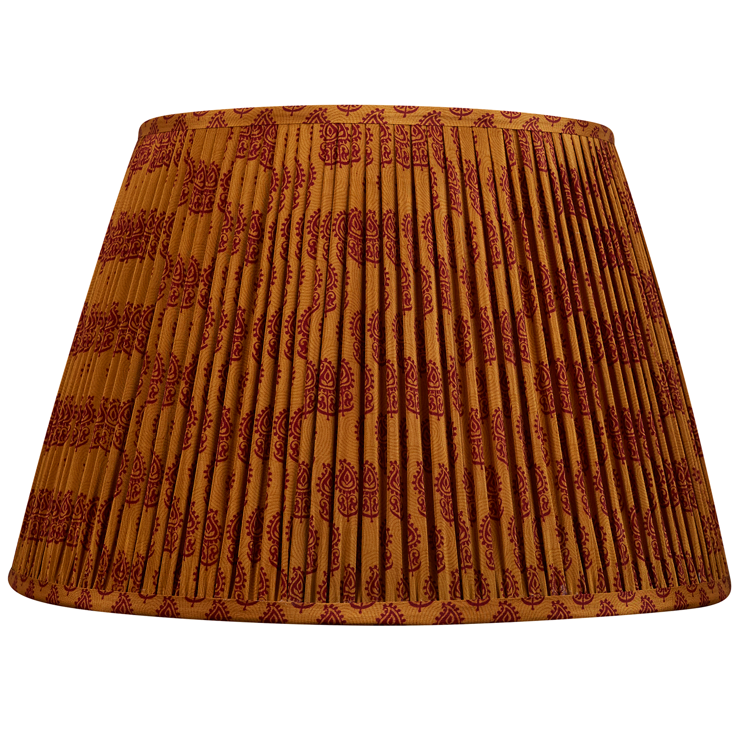 16 Inch Saffron and bordeaux paisley design silk sari lampshade