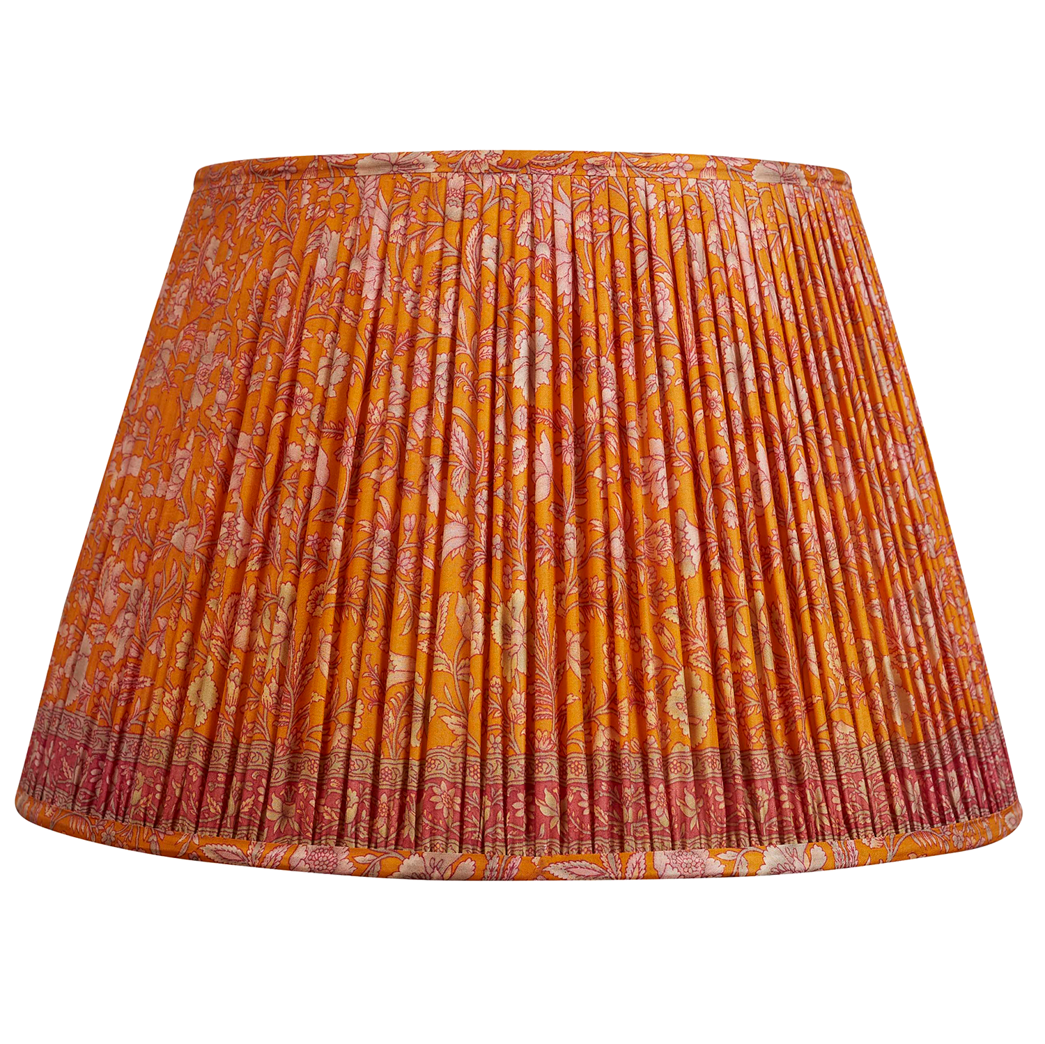 16 Inch Orange and lilac floral design silk sari lampshade with border
