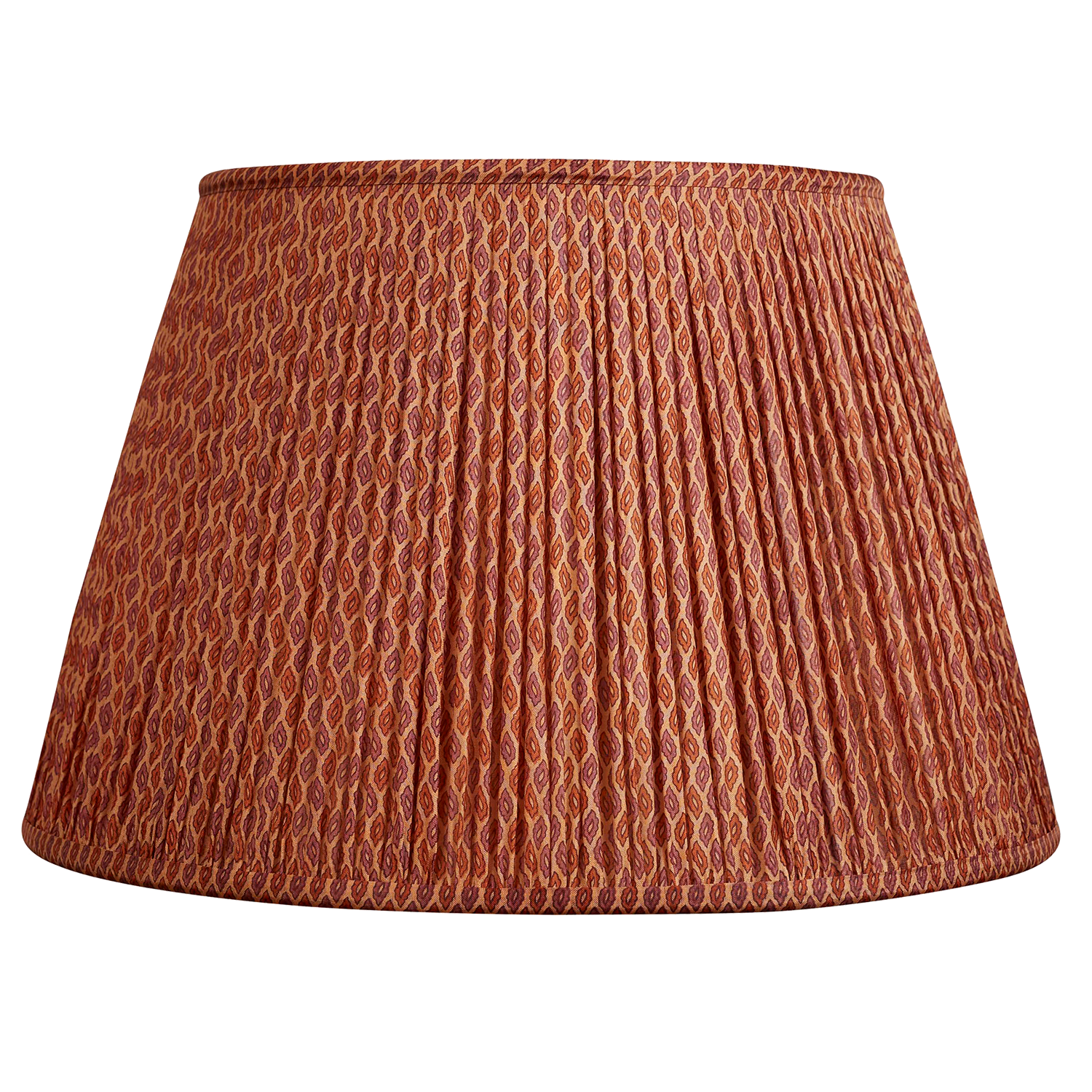 16 Inch Purple and sienna diamond motif geometric design silk sari lampshade on a mocha background