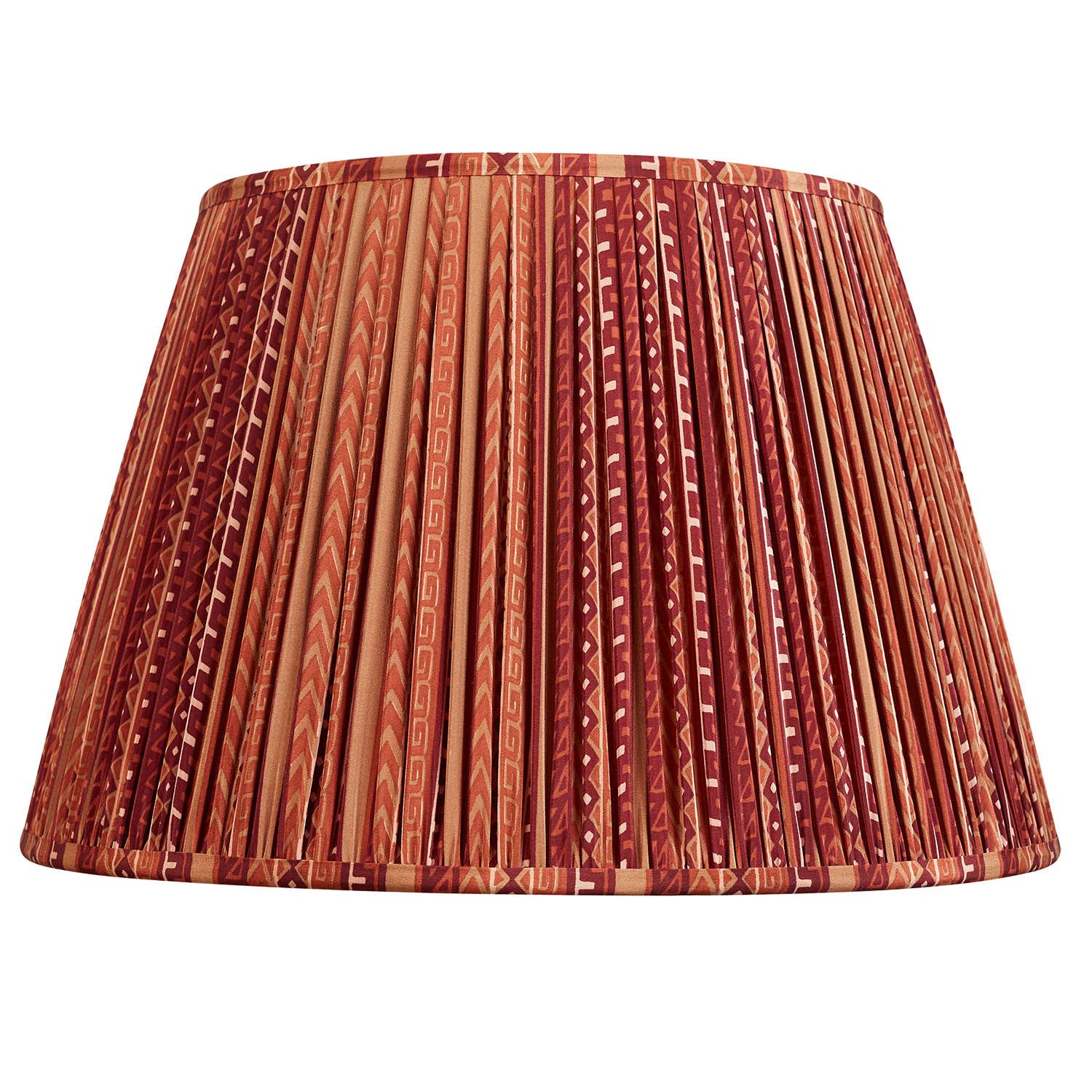 16 Inch Burgundy and rust geometric design silk sari lampshade