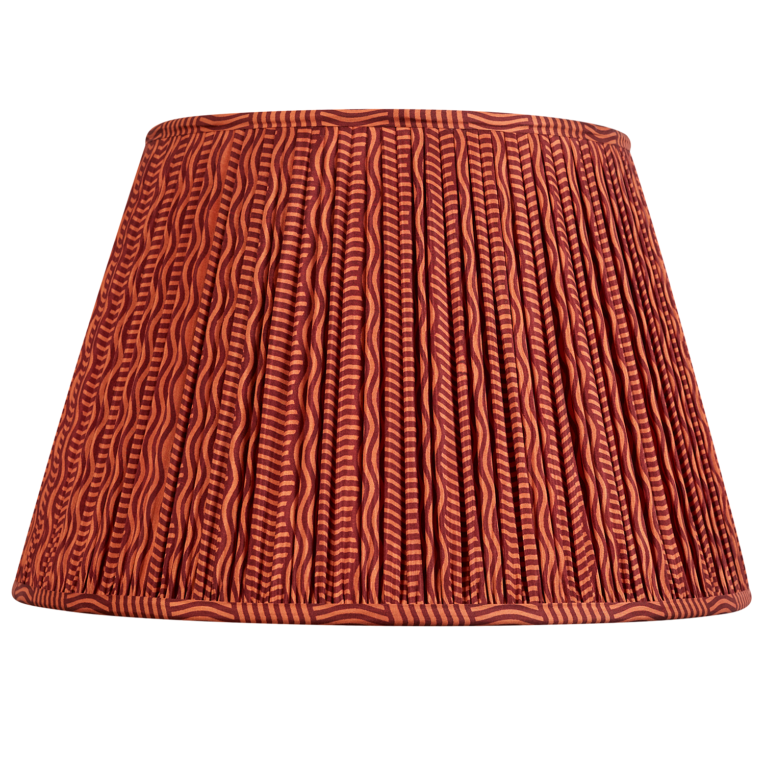 16 Inch Two tone burgundy wavy stripe design silk sari lampshade