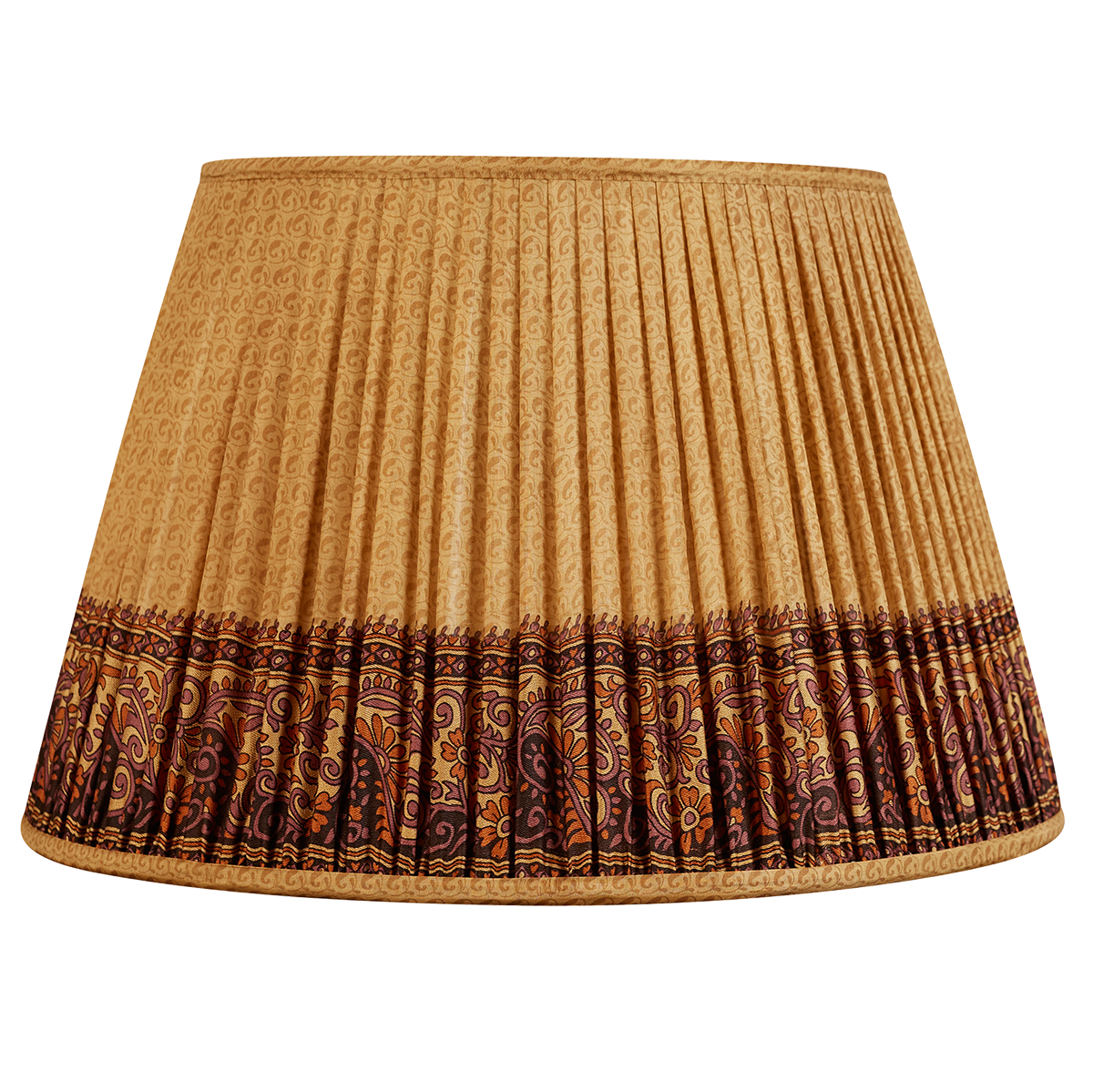16 Inch Caramel and toffee silk sari lampshade with floral border