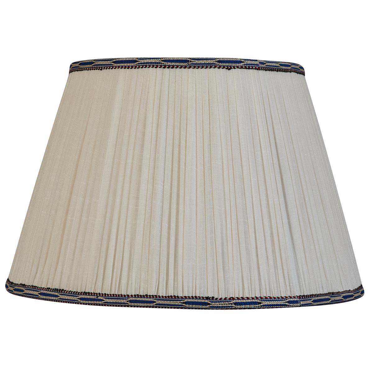 16 inch Cream cotton lampshade with red and blue embroidered trim