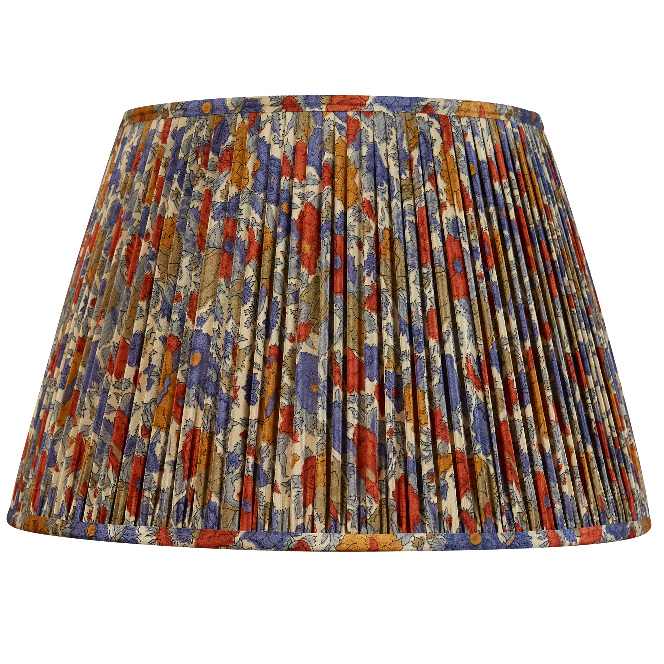 16 Inch Blue and red floral design silk sari lampshade