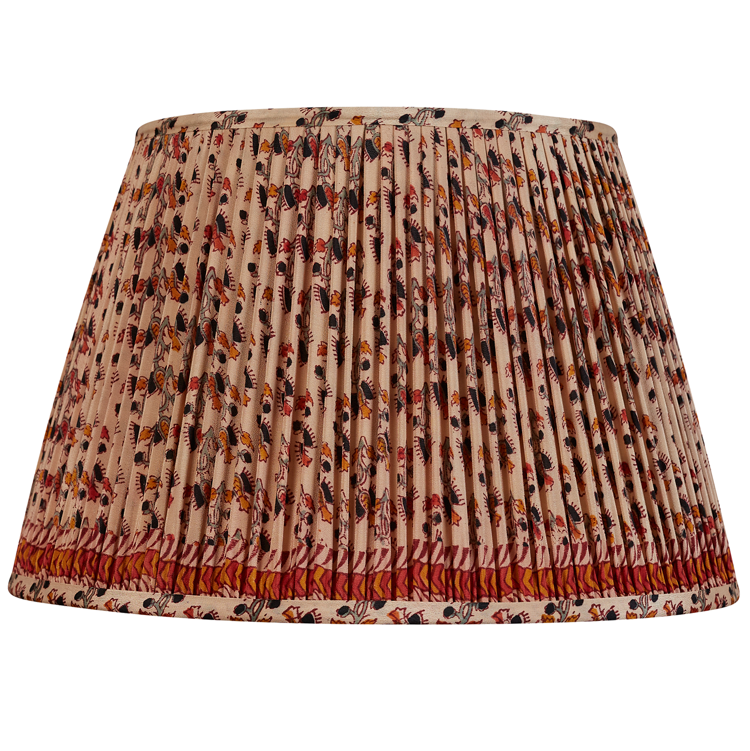 16 Inch Cream floral design silk sari lampshade with border