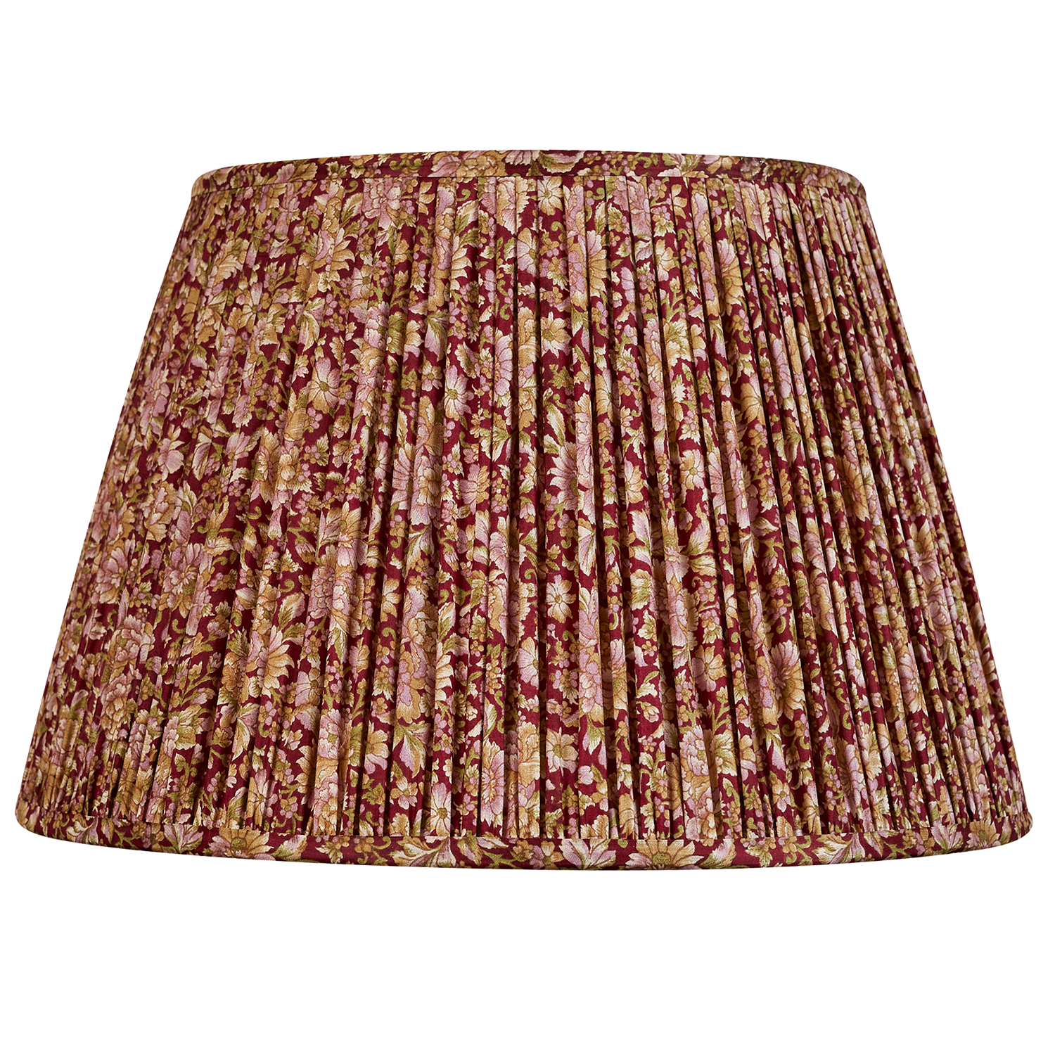 16 Inch Bordeaux and pink/green floral design silk sari lampshade