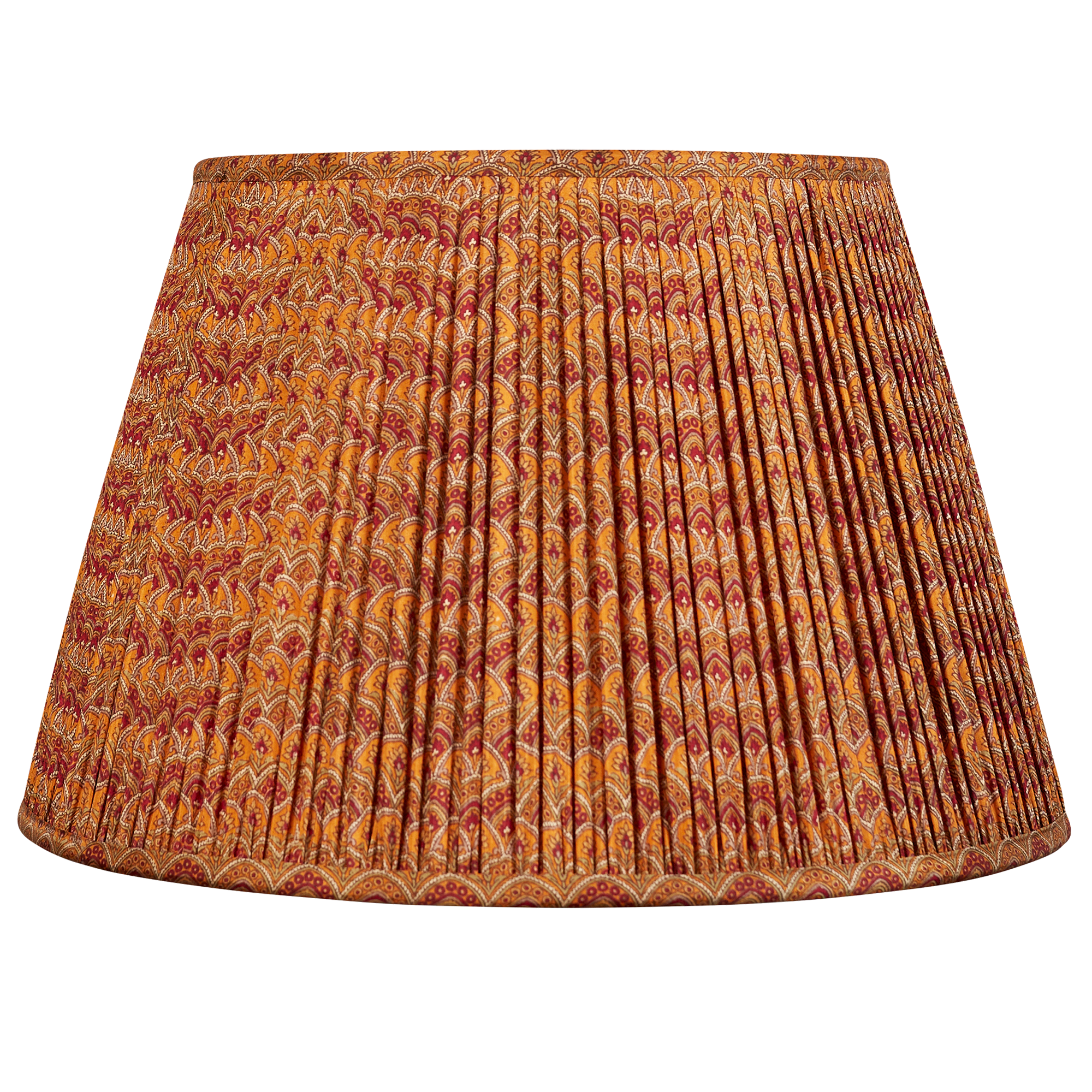 16 Inch Burgundy and saffron geometric floral design silk sari lampshade