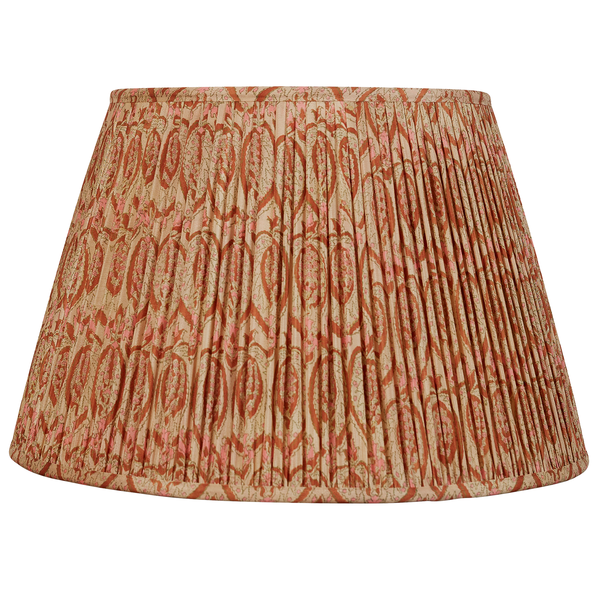 16 Inch Terracotta and pink floral design silk sari lampshade