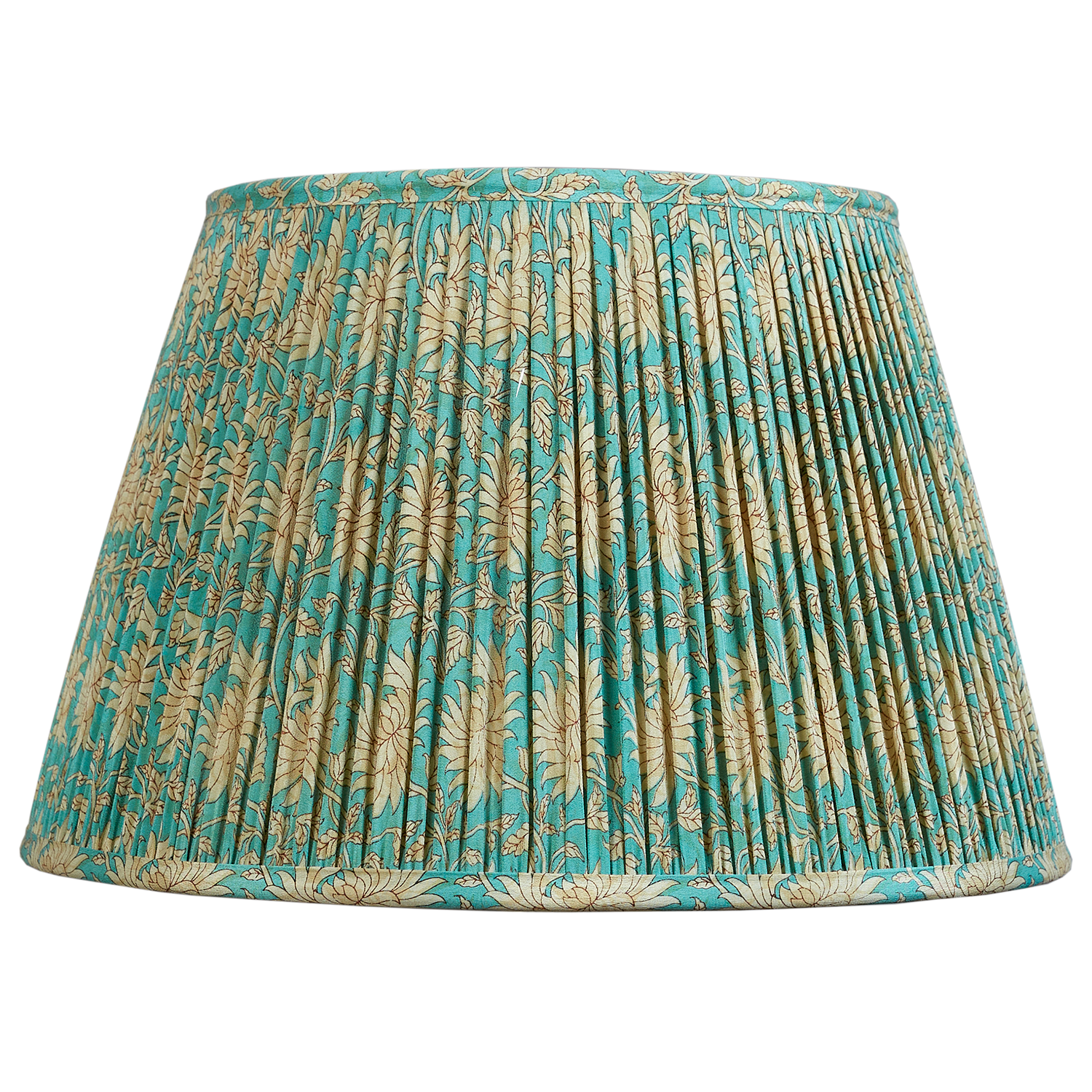 16 Inch Large floral design on turquoise ground silk sari lampshade