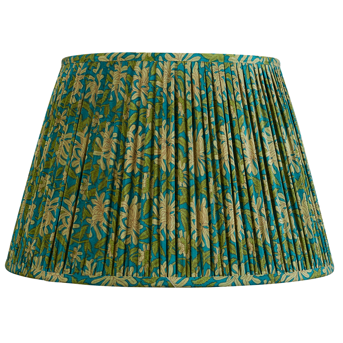 16 Inch Bottle green floral design silk sari lampshade