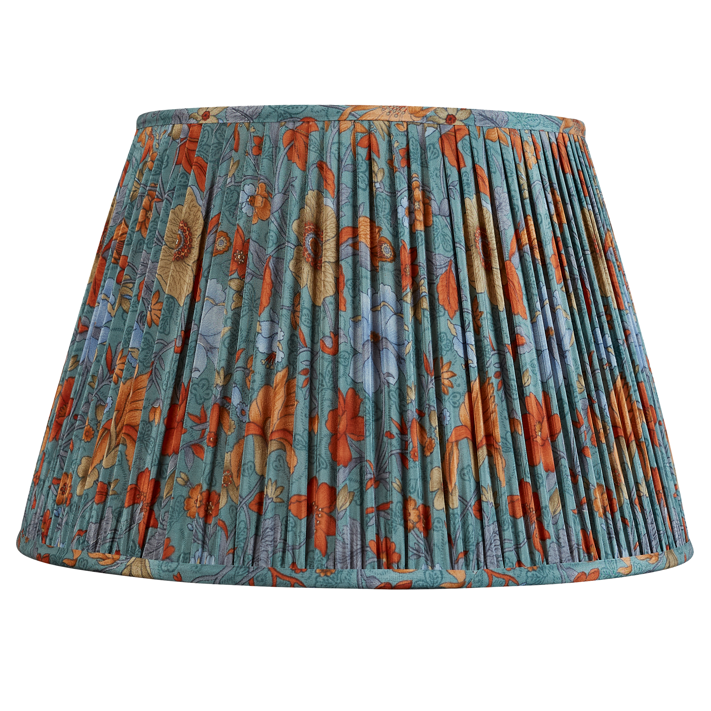 16 Inch Blue floral design silk sari lampshade