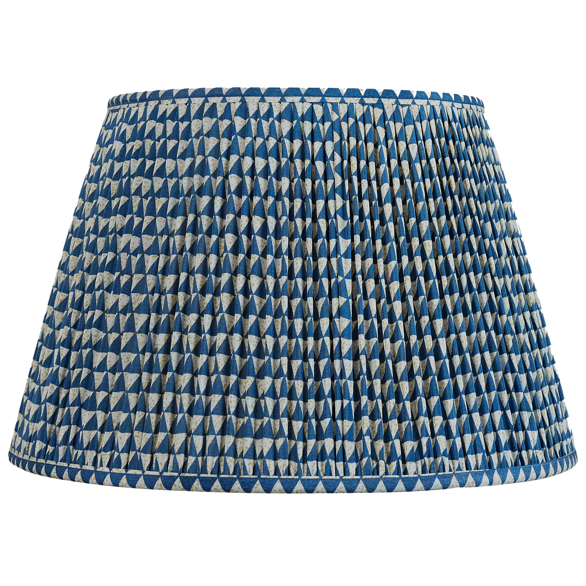 16 Inch Navy blue and cream geometric design silk sari lampshade
