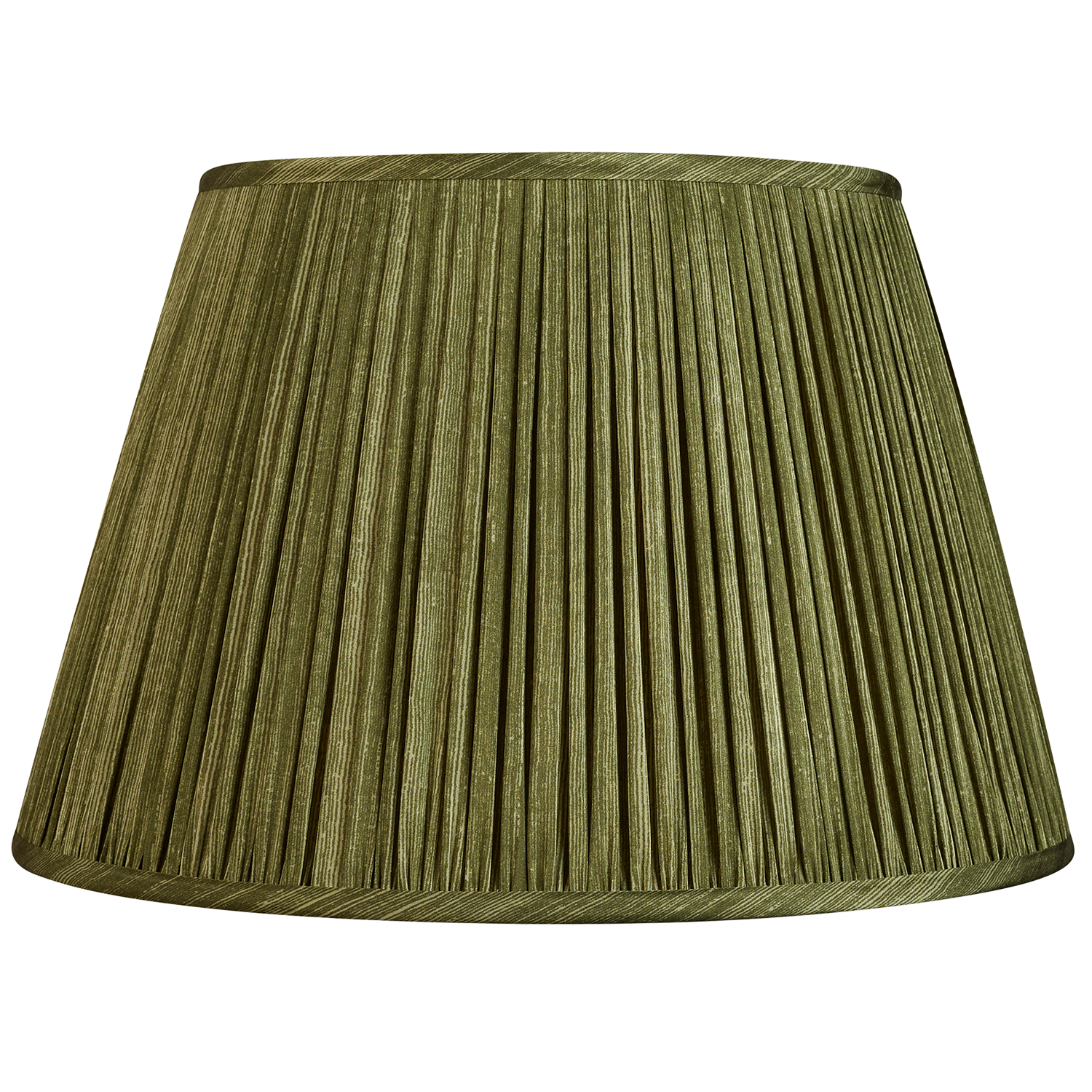 18 Inch Olive green ripple pinstripe sari style gathered silk lampshade with spider fitting
