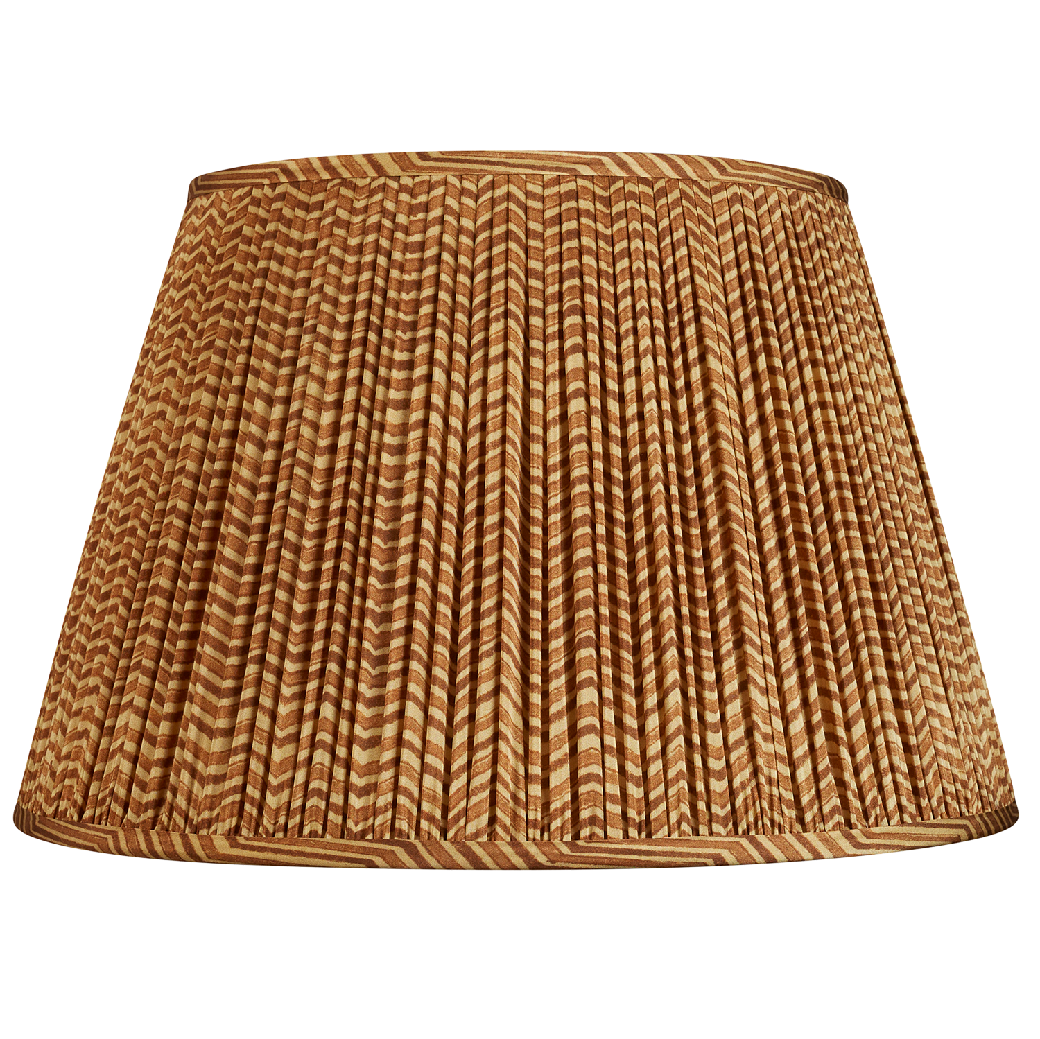 17 inch Caramel and tan chevron sari style gathered silk lampshade
