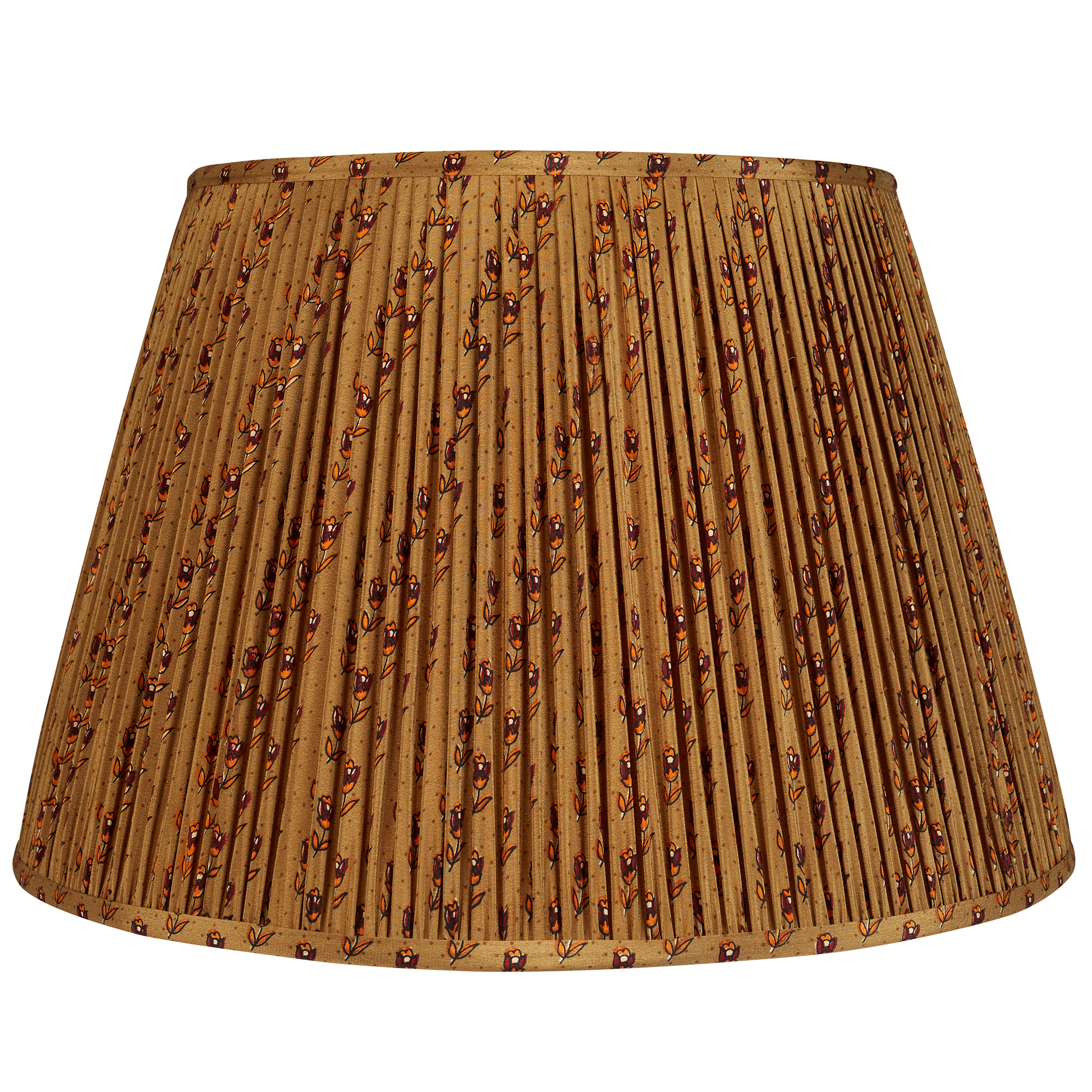 18 Inch (46cm) Khaki / green design silk sari lampshade with floral stripe