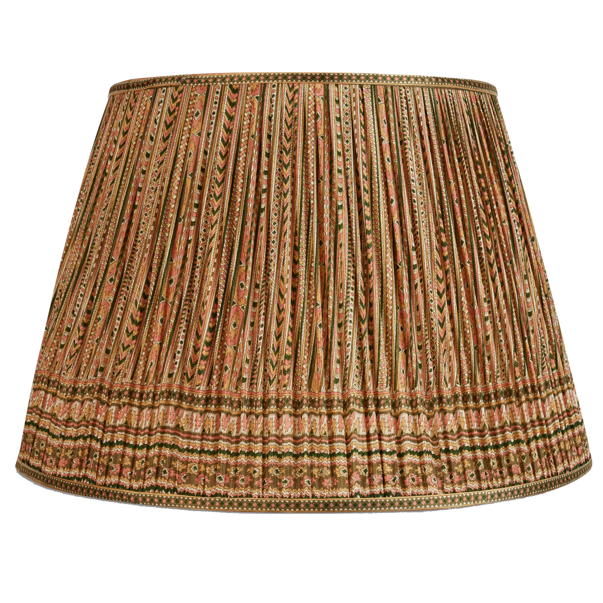 18 Inch (46cm) Green and coral stripe design silk sari lampshade