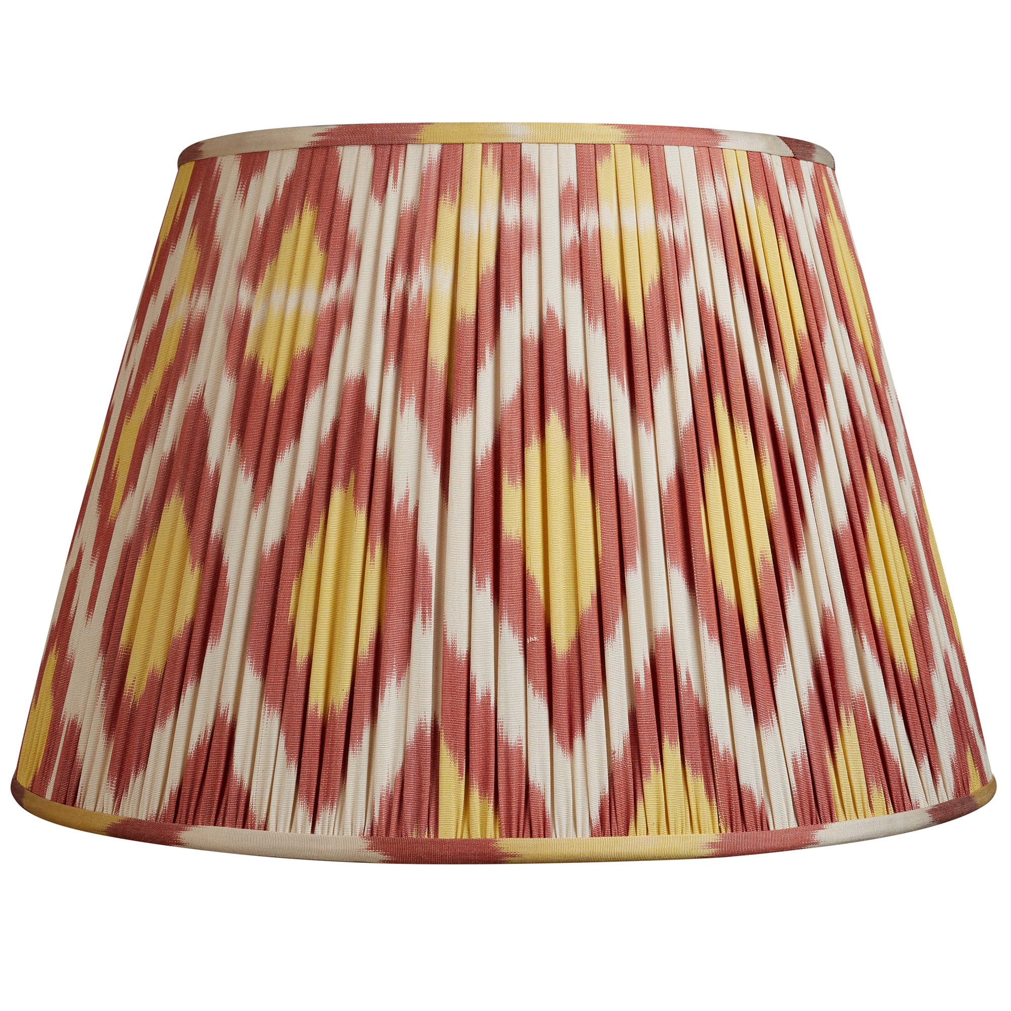 18 Inch (46cm) Burgundy and yellow cotton and silk ikat lampshade