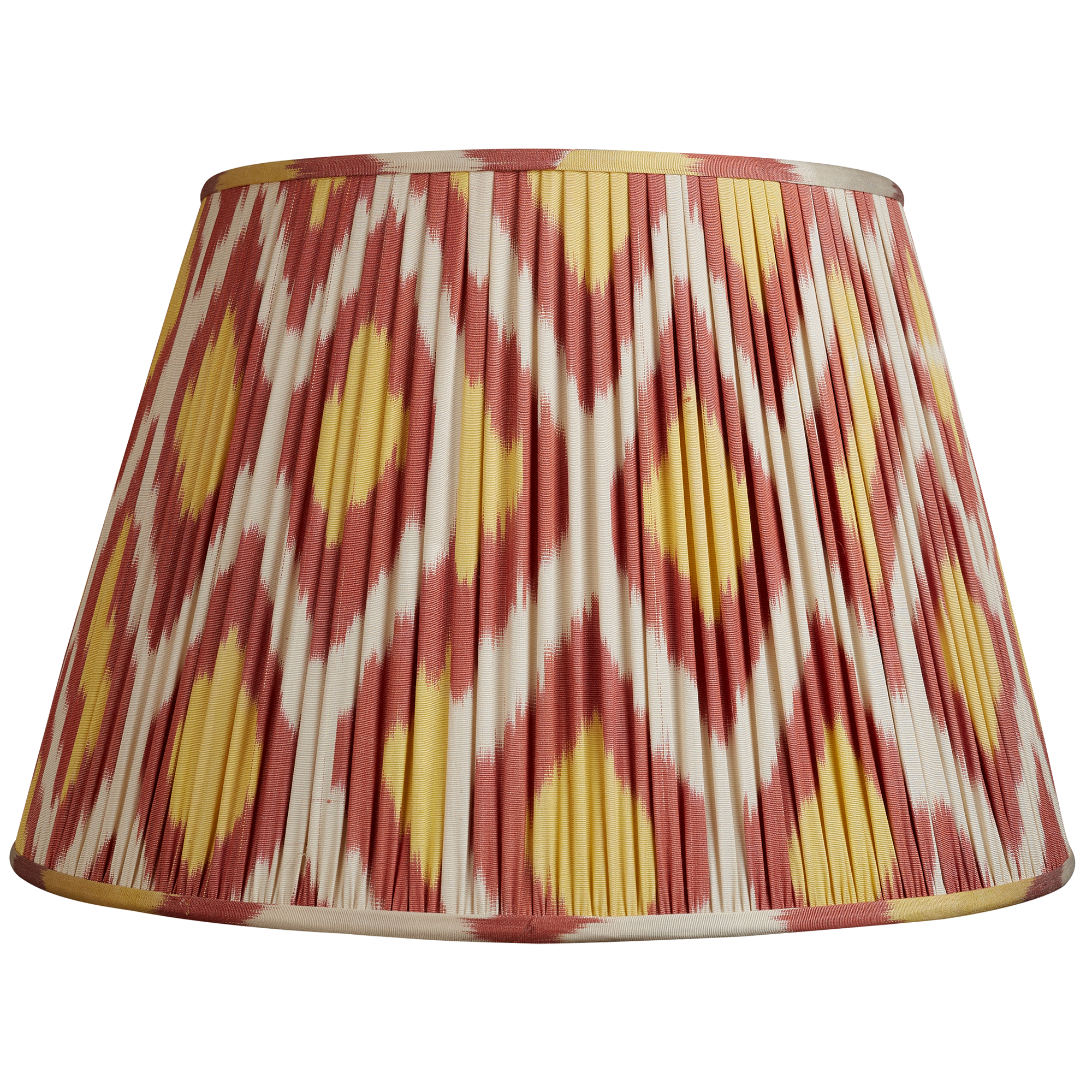 18 Inch (46cm) Burgundy and yellow cotton and silk ikat lampshade