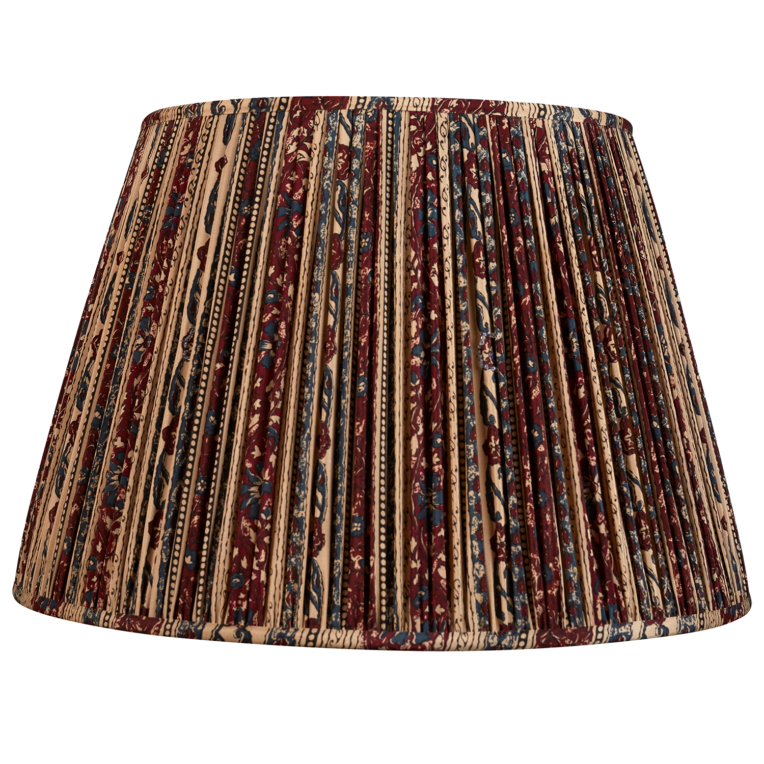 18 Inch (46cm) Bordeaux and khaki floral stripe silk sari lampshade