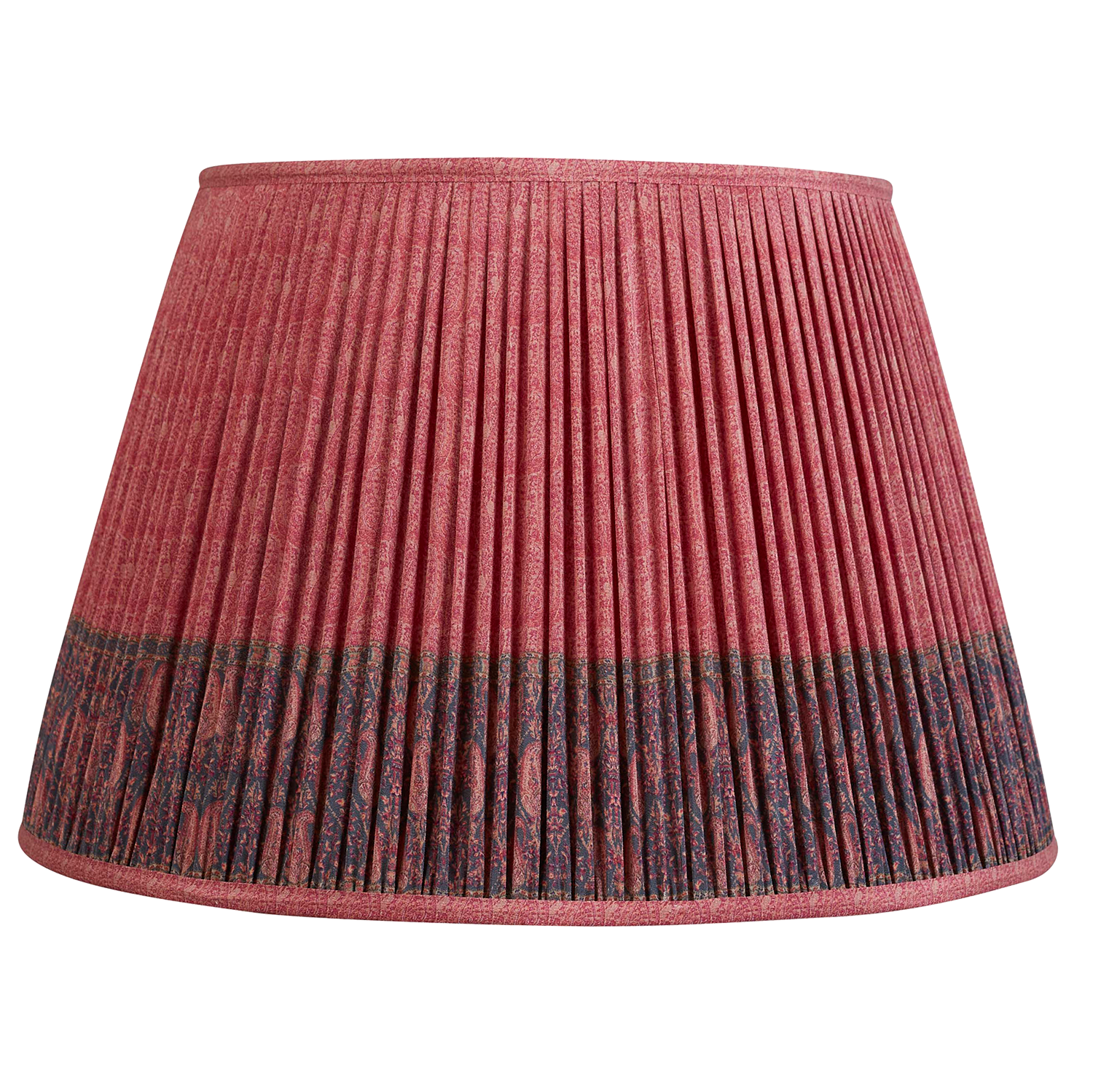 18 Inch Pink and raspberry paisley floral design silk sari lampshade with border