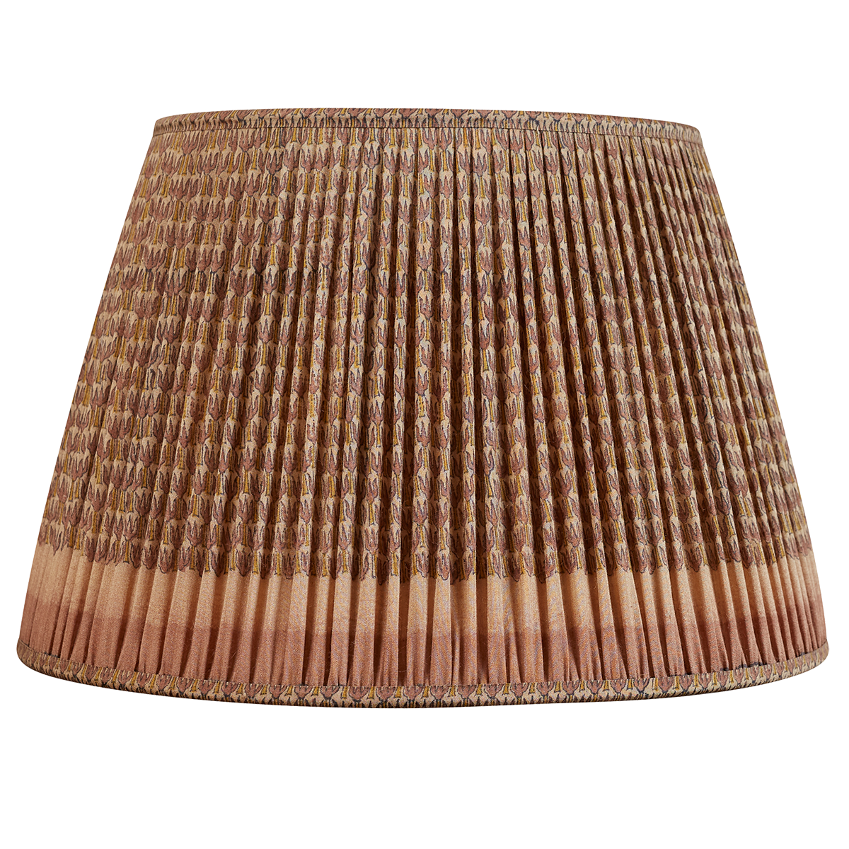 18 Inch Two tone camel and brown silk sari lampshade with border