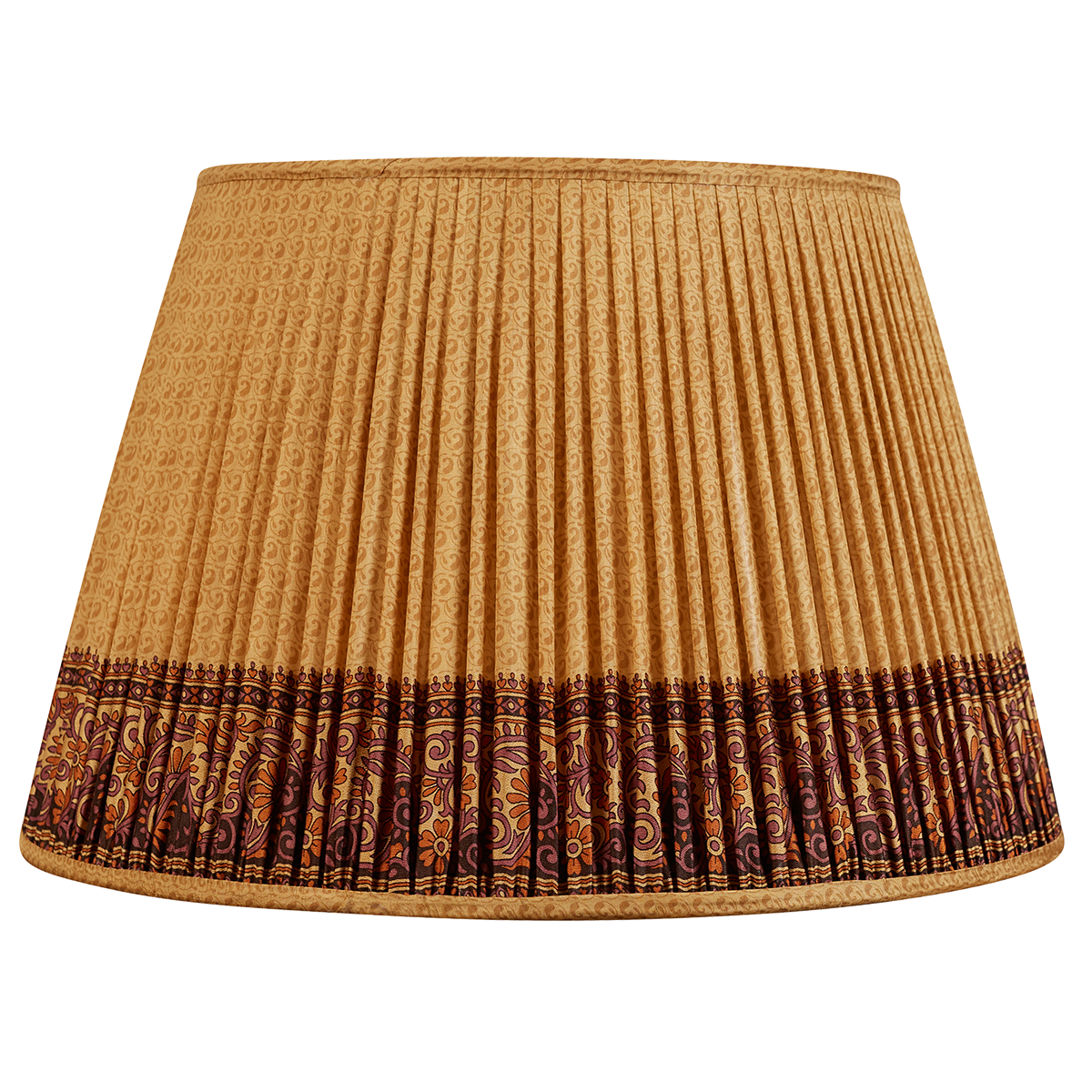 18 Inch Caramel and toffee silk sari lampshade with floral border