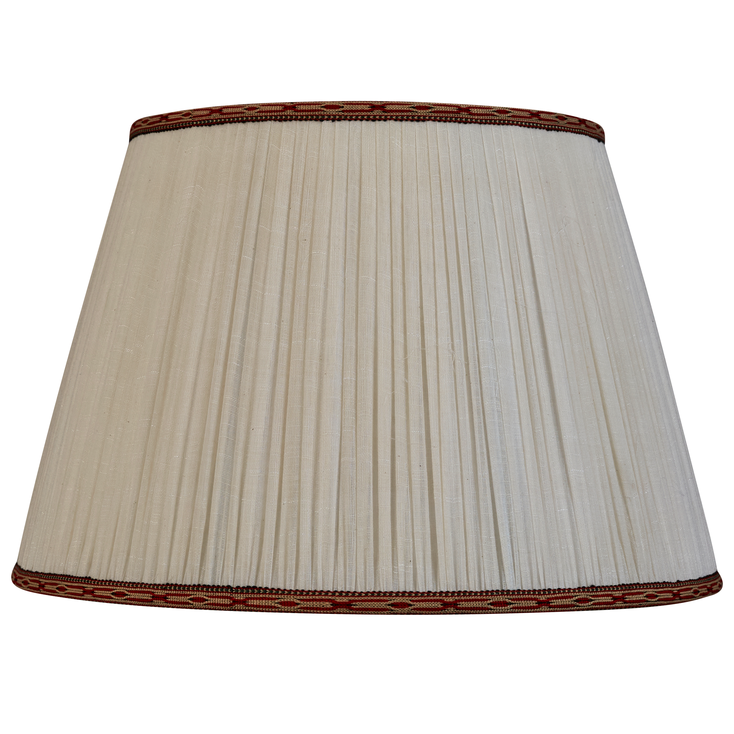 18 Inch Cream cotton lampshade with red embroidered trim