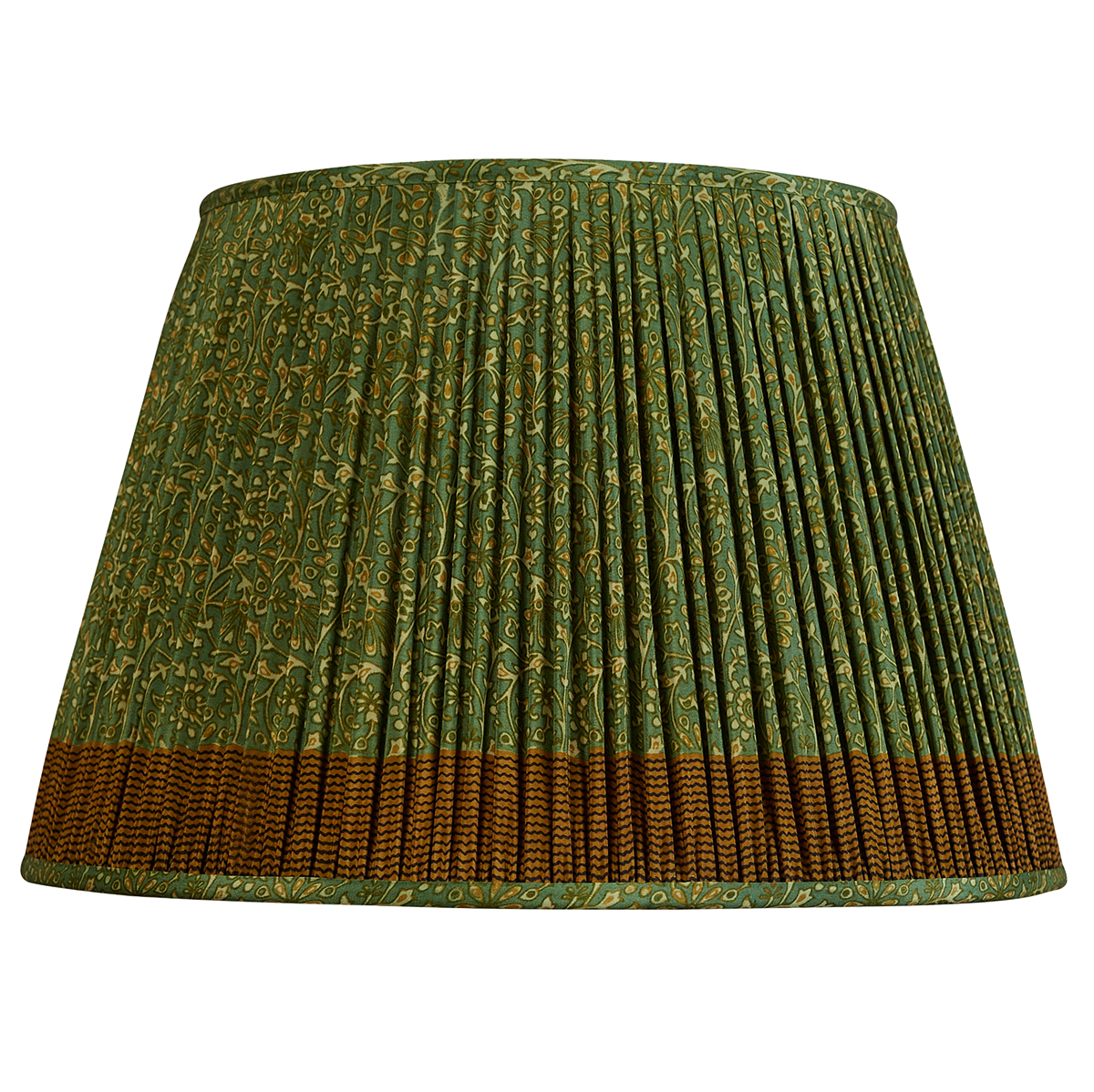 18 Inch Leaf green floral design silk sari lampshade with border