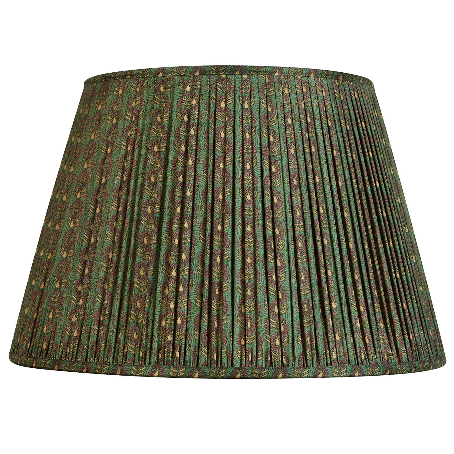 18 Inch Forest green floral design silk sari lampshade