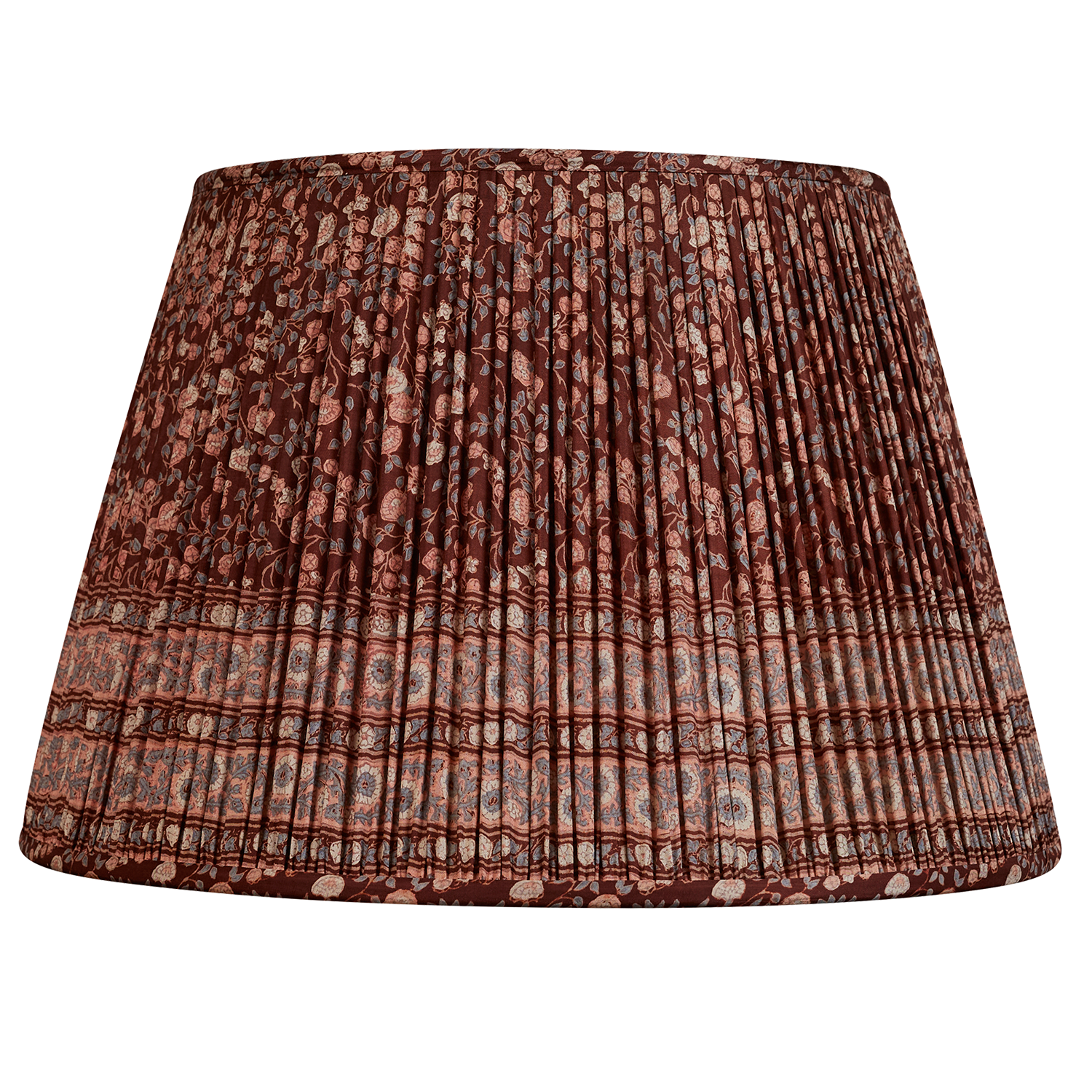 18 Inch Aubergine and pink floral design silk sari lampshade with border