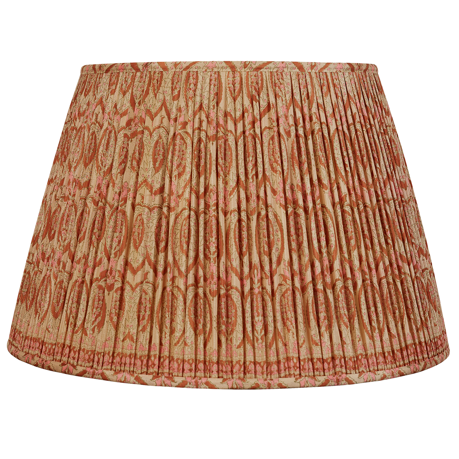 18 Inch Terracotta and pink floral design silk sari lampshade
