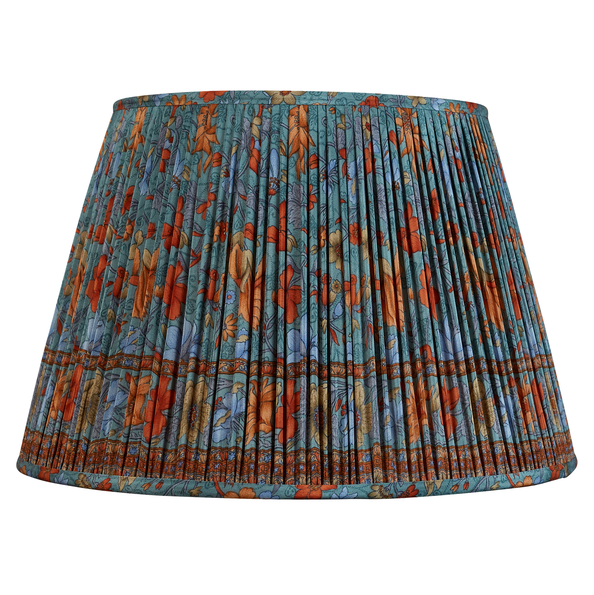 18 Inch Blue floral design silk sari lampshade with border