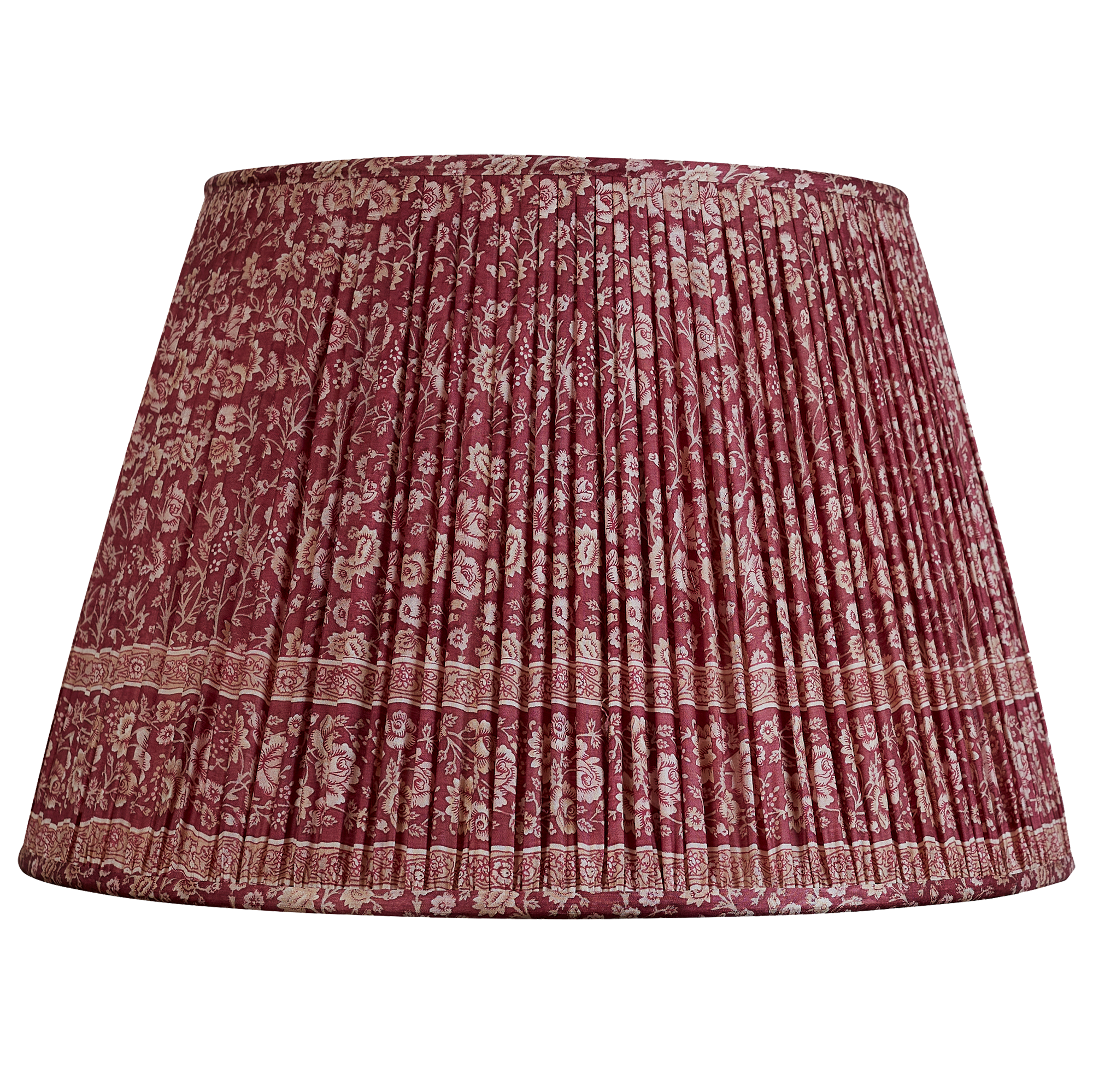 18 Inch Light Bordeaux floral design silk sari lampshade with border