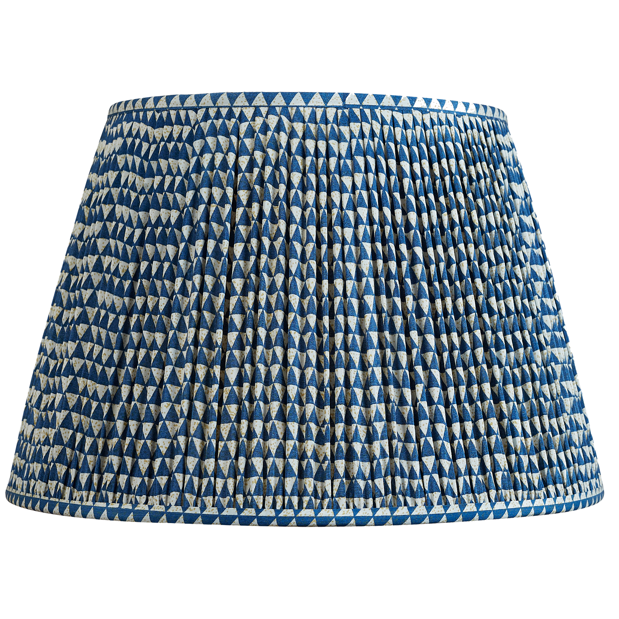 18 Inch Navy blue and cream geometric design silk sari lampshade