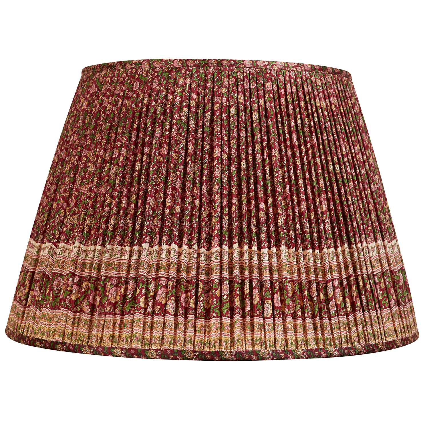 20 Inch Pink and burgundy floral design silk sari lampshade with border