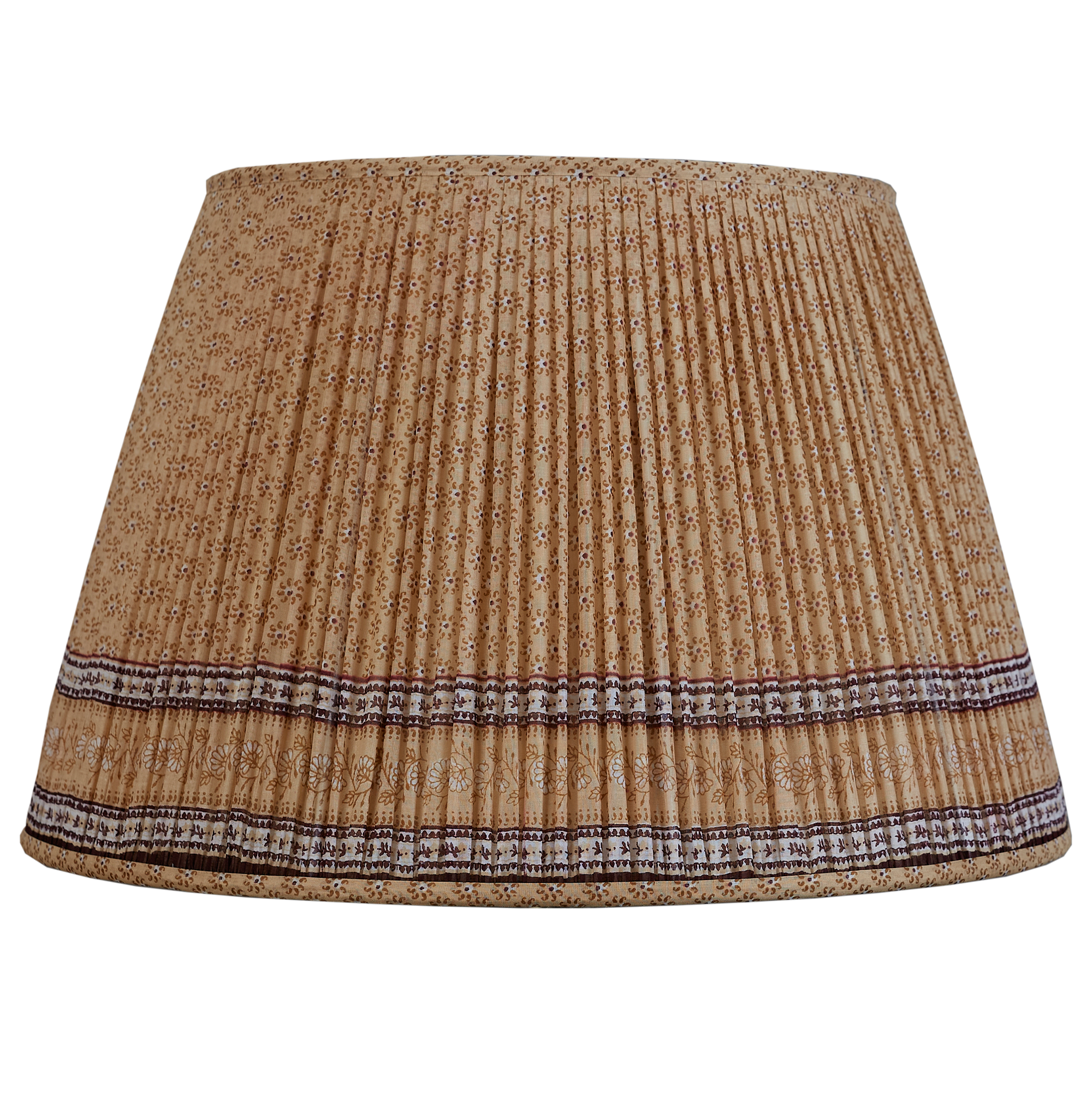 20 Inch Caramel and brown sun design silk sari lampshade with border