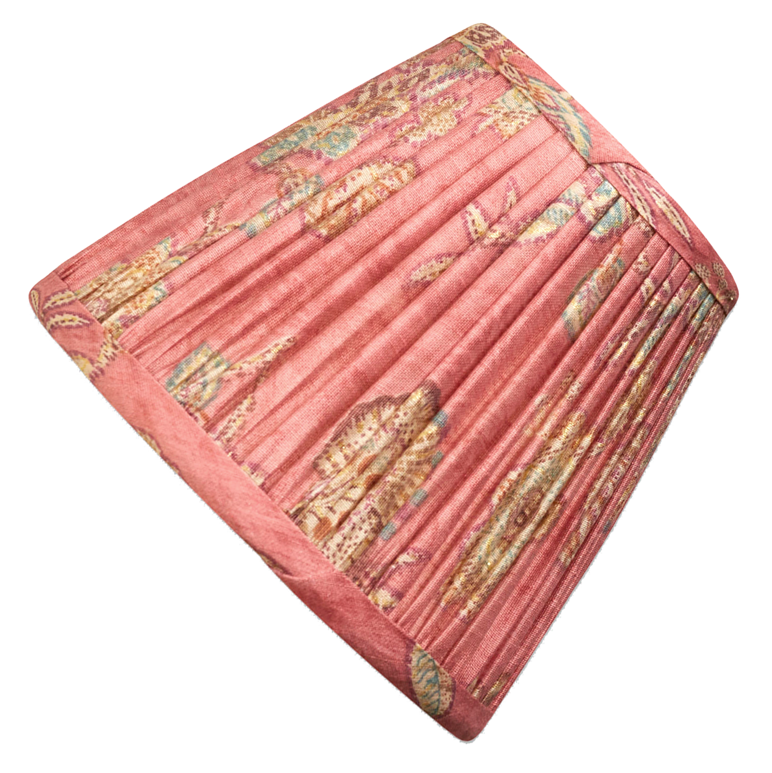 6 inch Mandeville dusky pink floral, silk sari style reading light lampshade